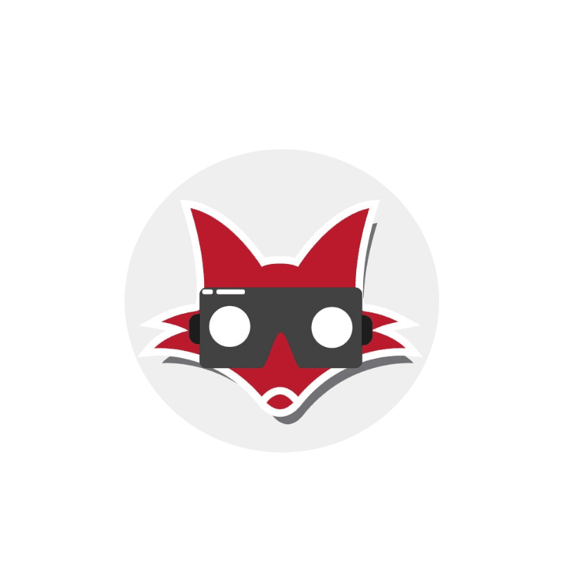 Wohnfuchs-Logo mit VR-Brille als Symbol für die virtuelle Küchenplanung