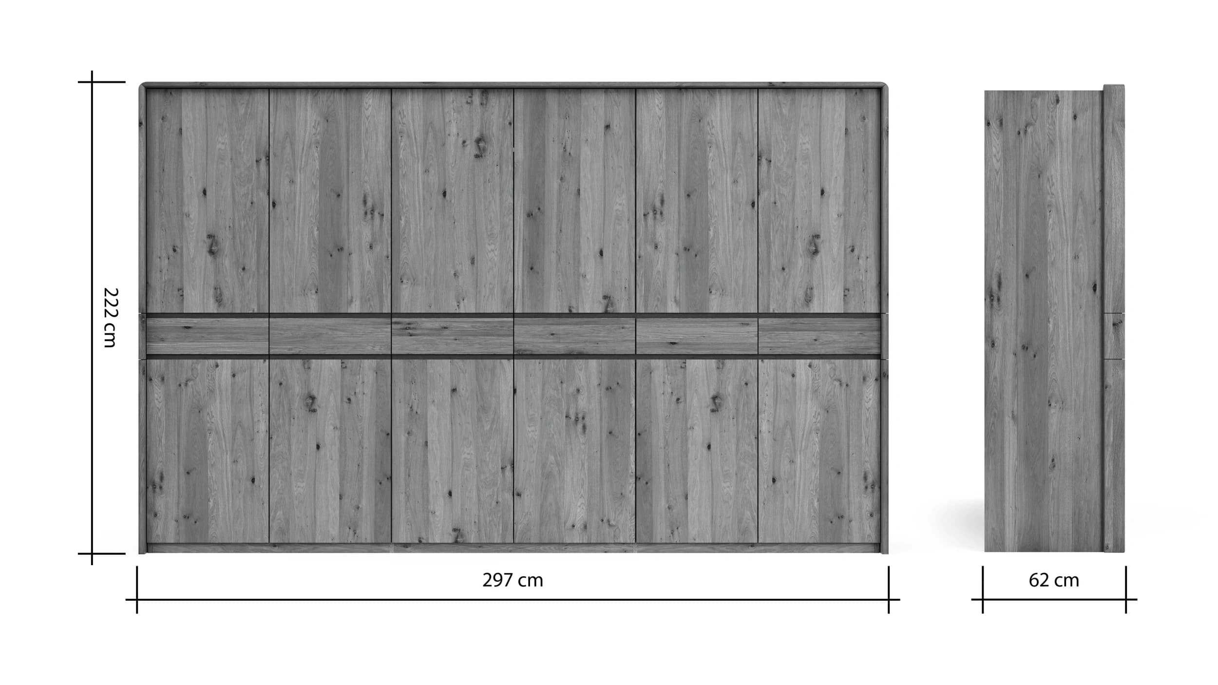 Drehtürenschrank Baltimore - inkl. Passepartout, B ca. 297 cm, Wildeiche massiv