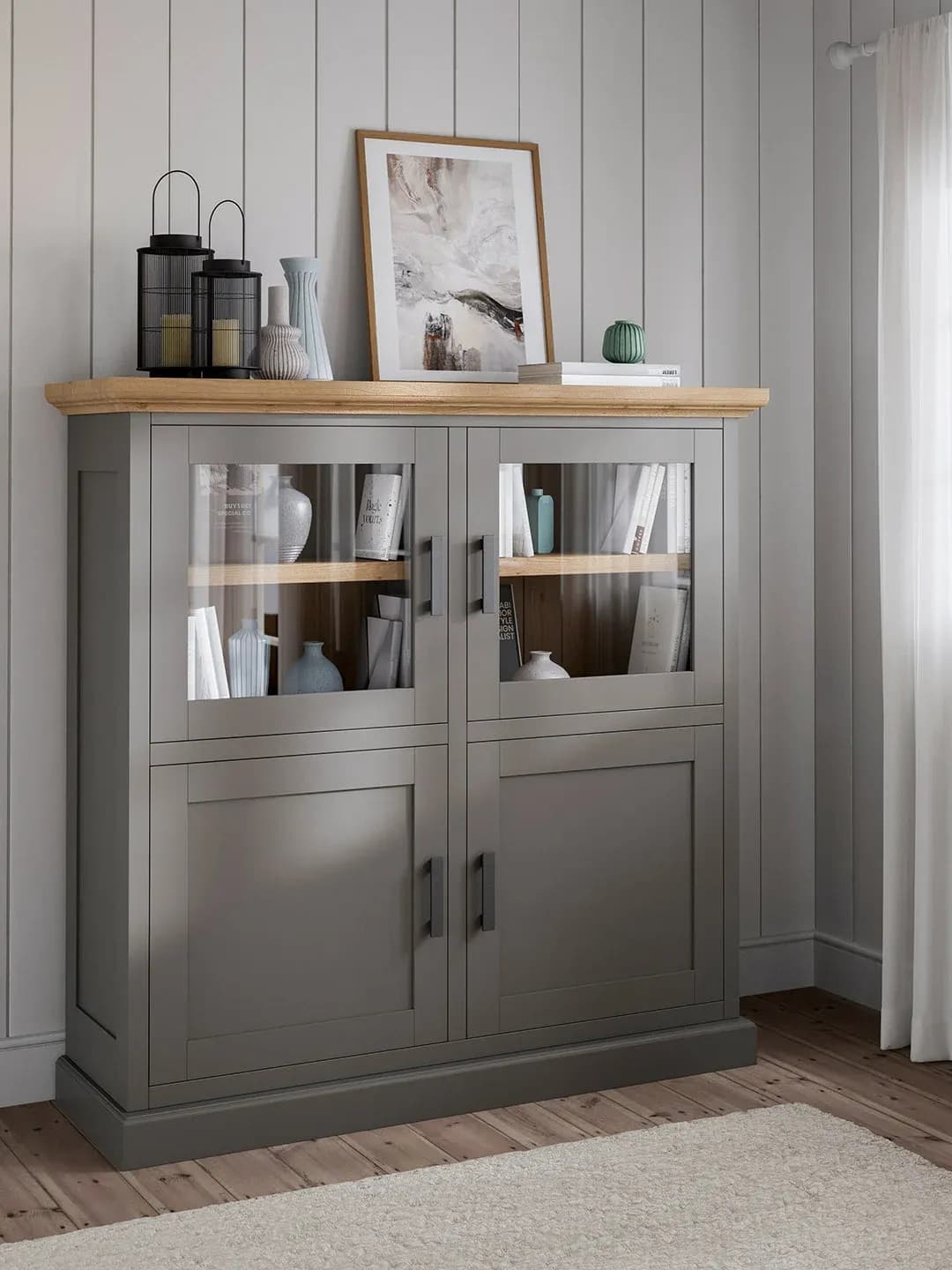 Highboard Litchfield Oak - Stone, Non-Antique / Nature Oil