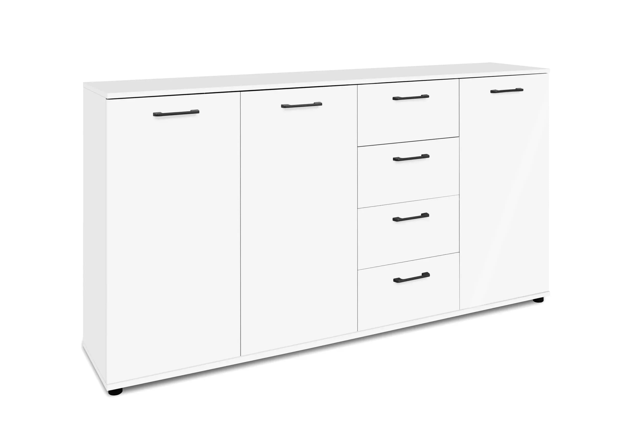 Sideboard- B ca. 160 cm, Weiß, Hochglanz
