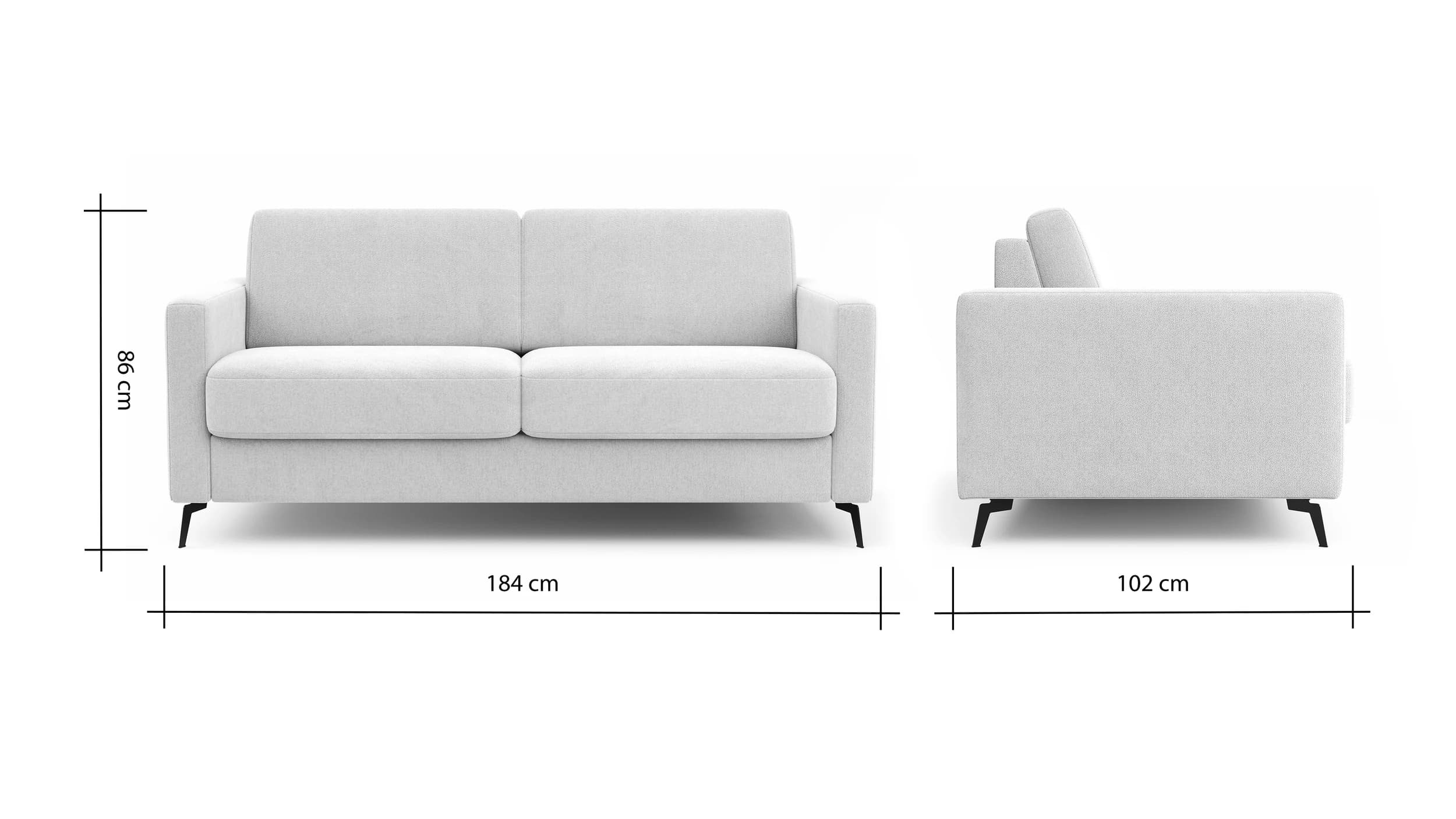 Schlafsofa Laredo - 2,5-Sitzer inkl. Schlaffunktion, Stoff, Offwhite