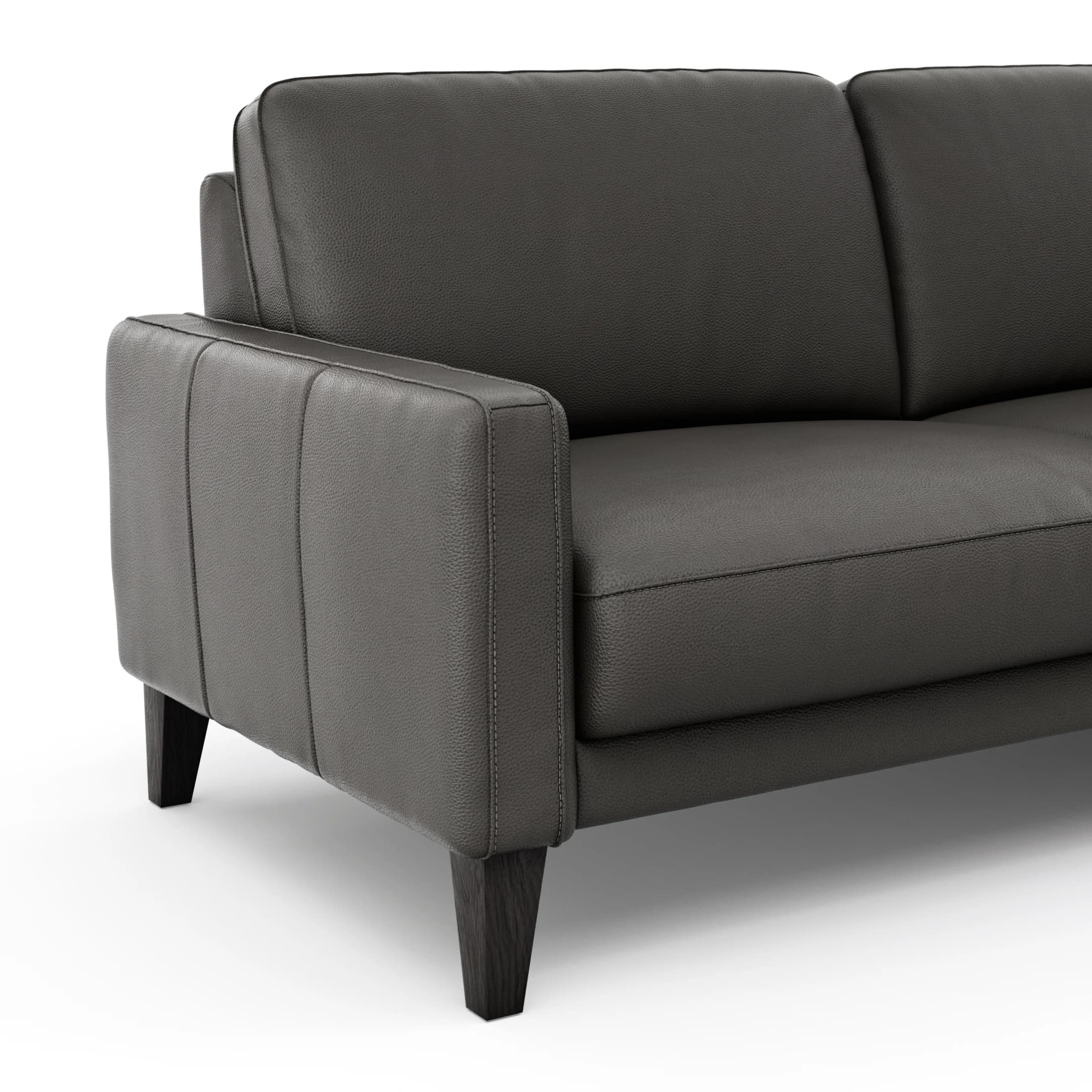 Ecksofa Matero - 2,5-Sitzer mit Longchair rechts inkl. Relaxfunktion motorisch, Leder, Anthrazit