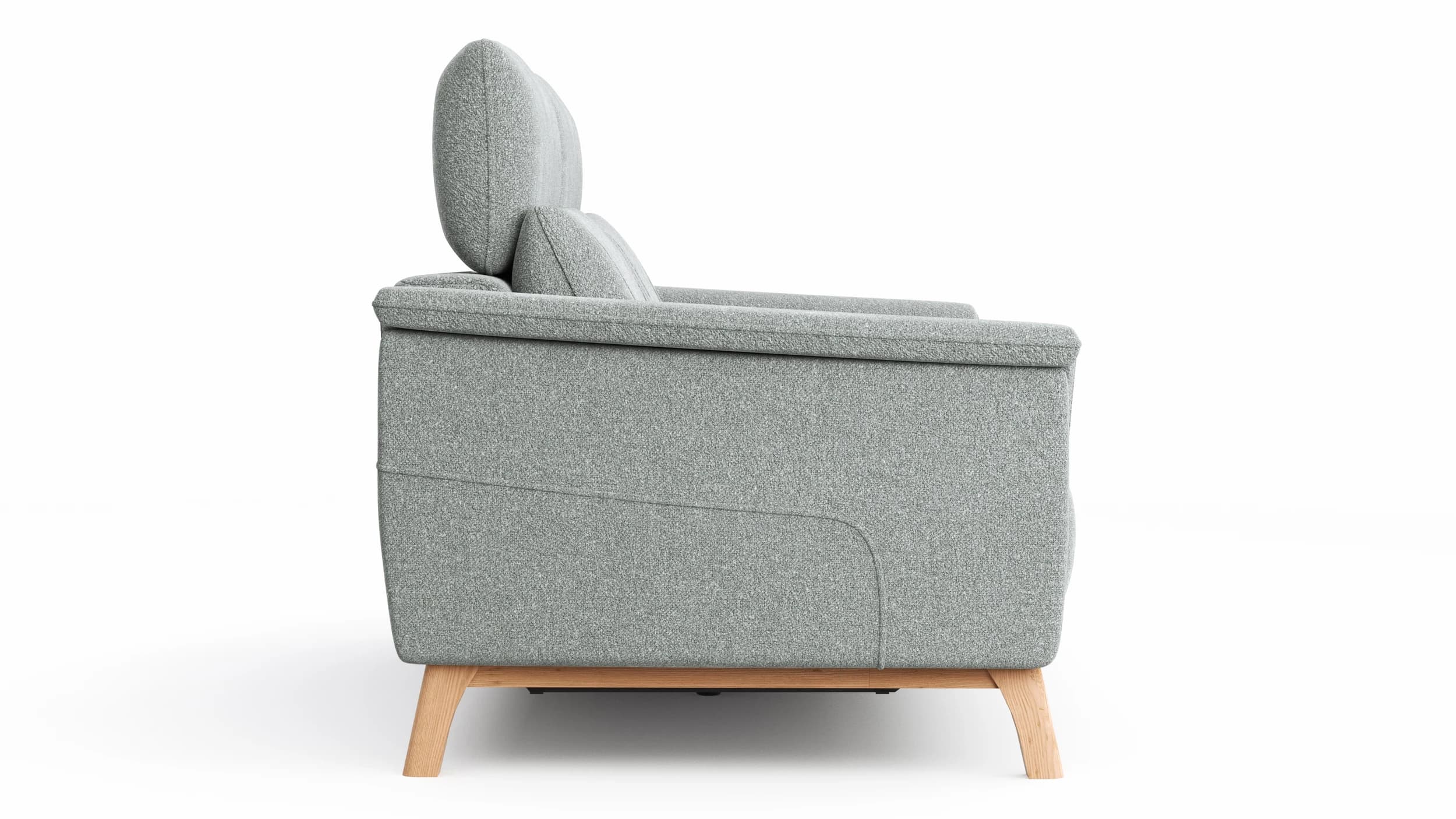 Sofa Nevin - 2,5-Sitzer inkl. Sitzvorzug (motorisch) und Kopfpolsterverstellung, Stoff, Silbergrau