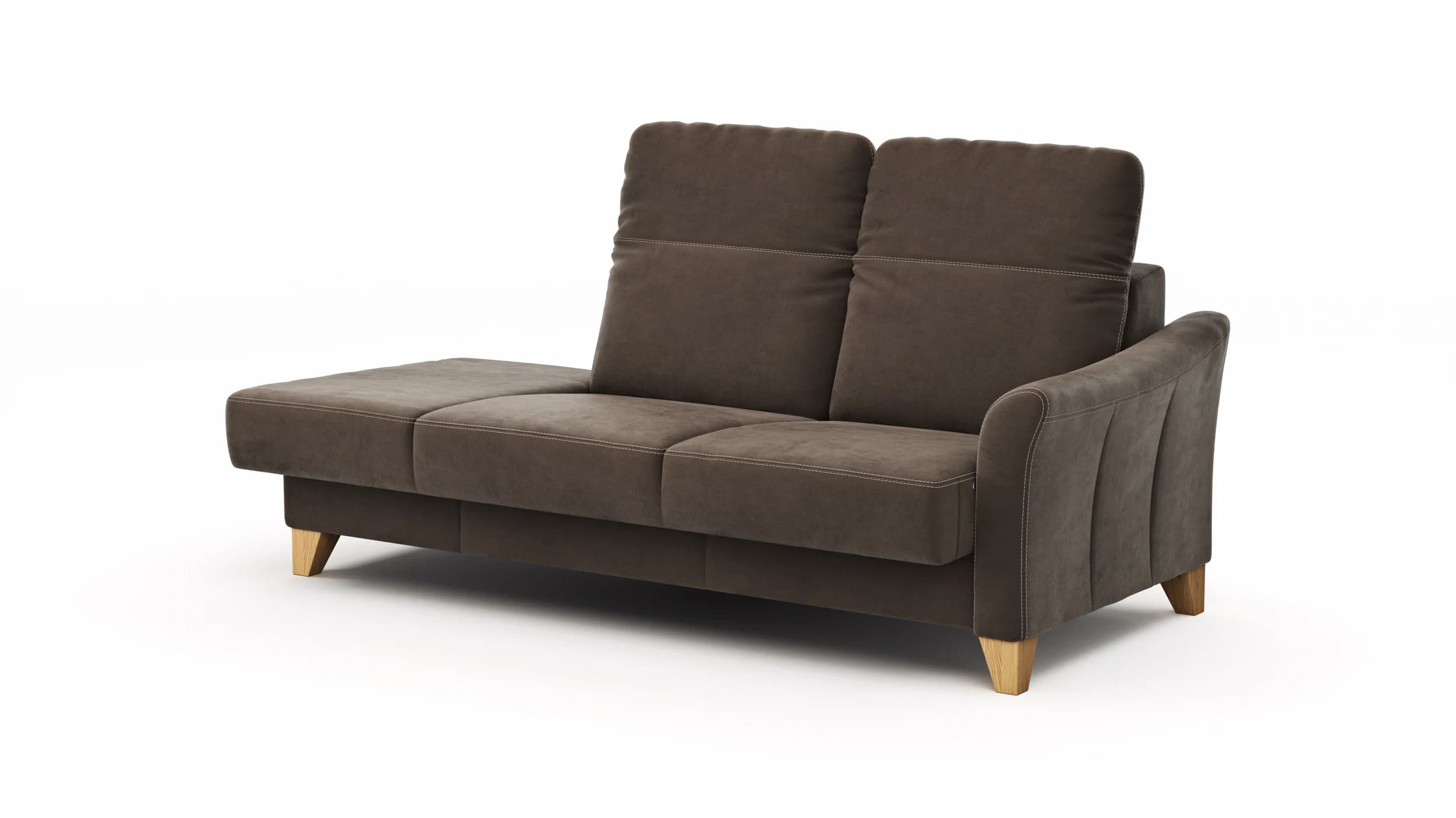 Sofa Canterbury - Recamiere rechts, inkl. Kopfteil verstellbar und Sitzvorzug (motorisch), Stoff, Dunkelbraun