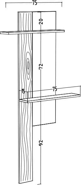 Wandboard - B ca. 75 cm, Kaschmir, Eiche massiv