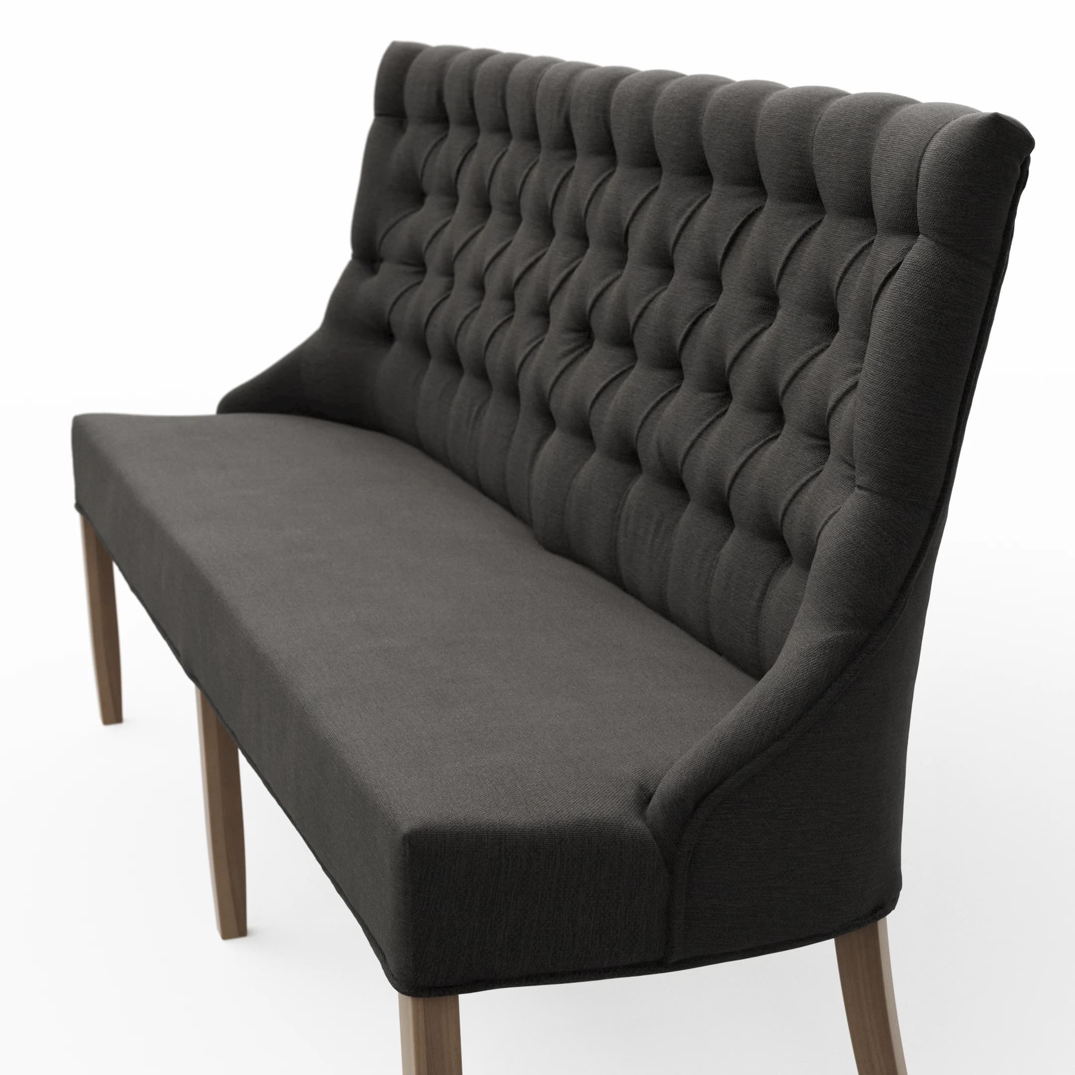 Polsterbank Litchfield - B. ca. 200cm, Stoff, Schwarzgrau