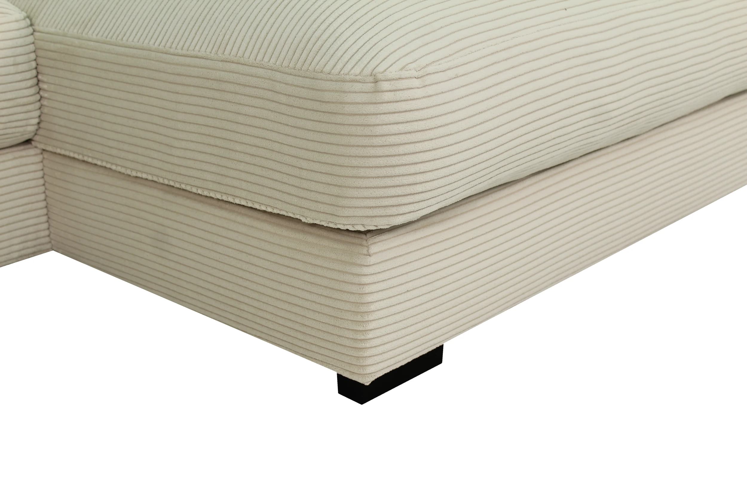 Ecksofa - 3-Sitzer mit Longchair rechts, Cord, Creme