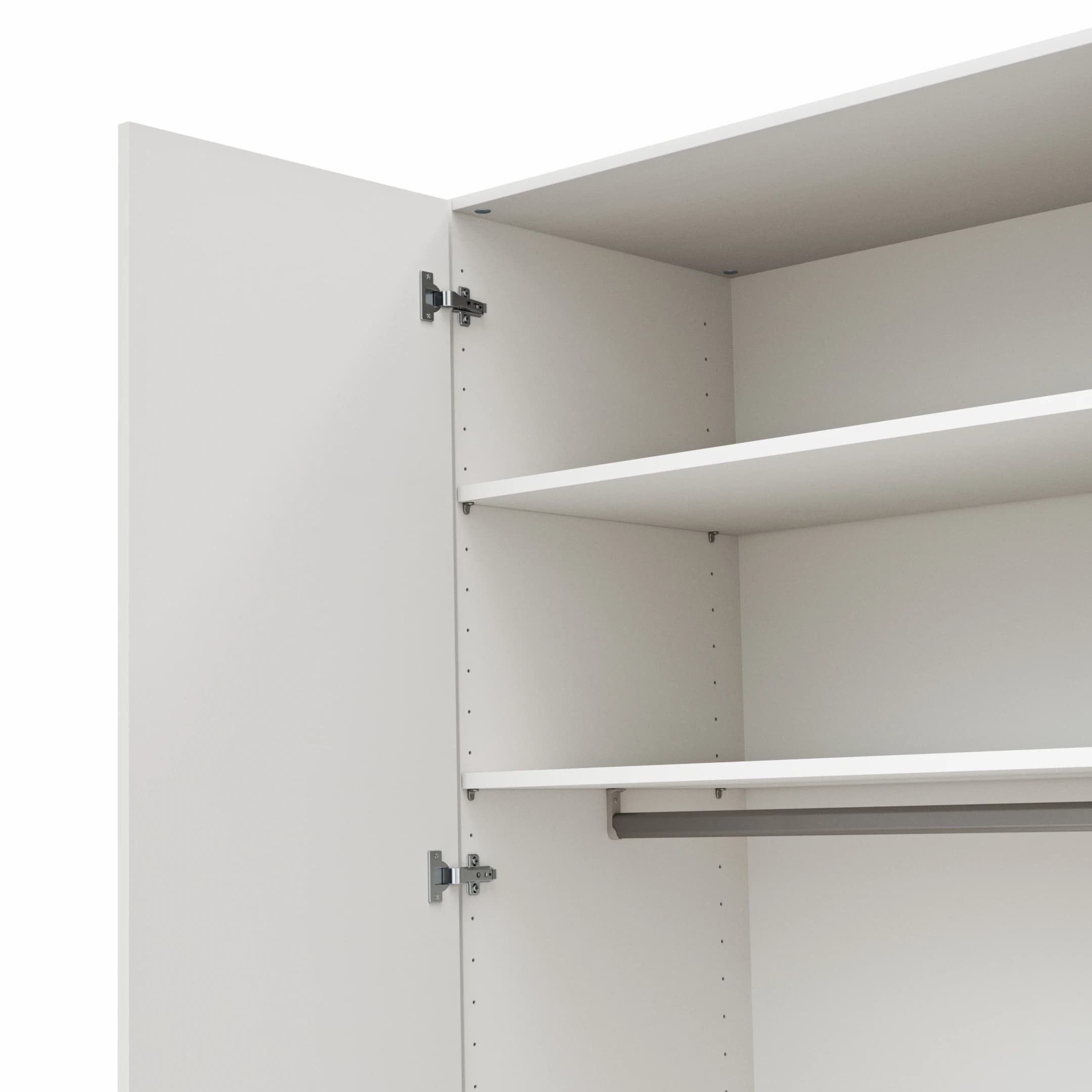 Drehtürenschrank Viana - B ca. 303 cm, Lack, Weiß, Riffholz, Wildeiche
