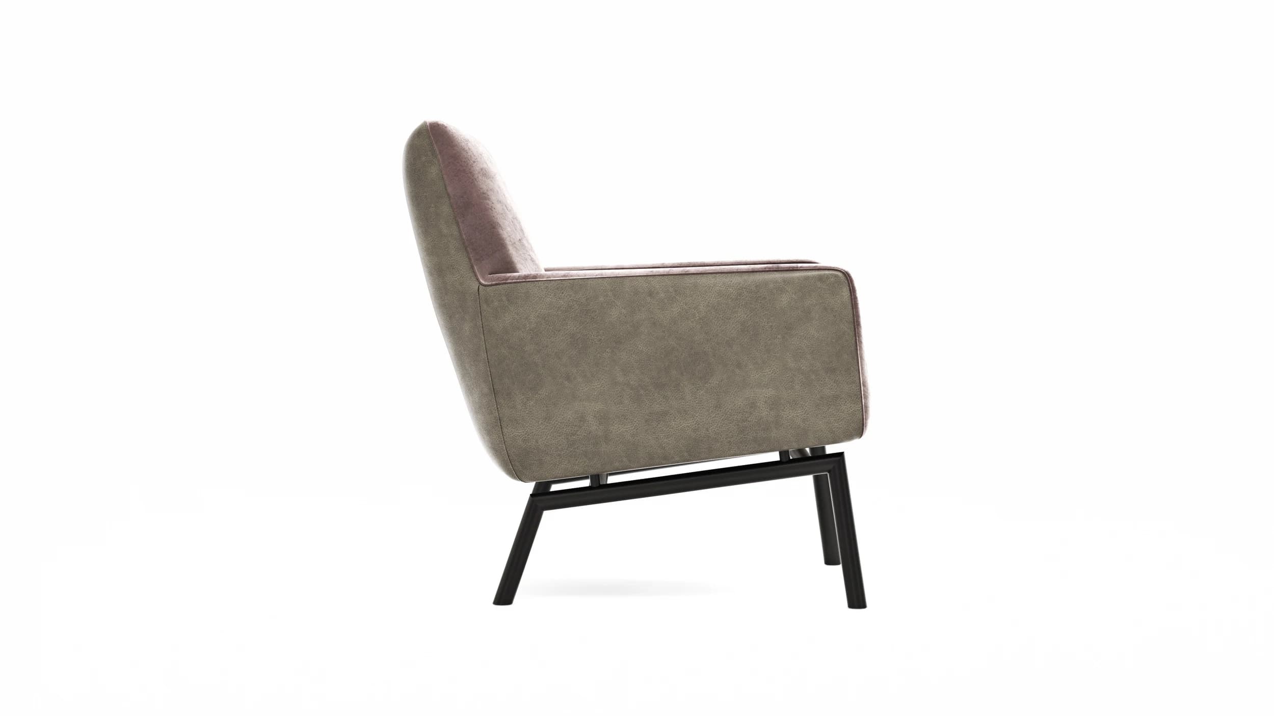 Sessel Matina - Größe M, Leder&Stoff, Dunkelbraun, Mauve