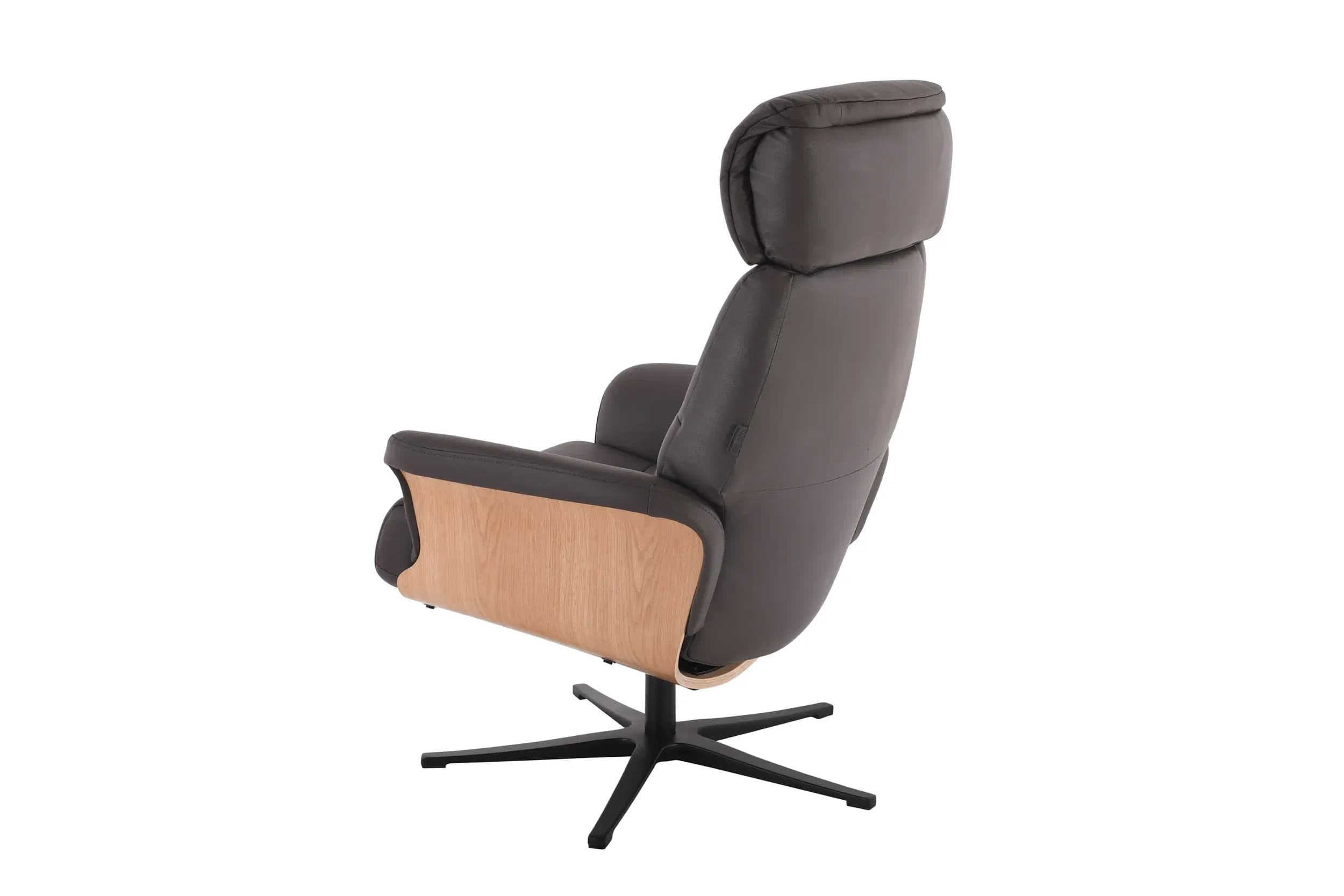 TV-Sessel MOANI mit Hocker - drehbar, Relaxfunktion, Kopfteilverstellung, Leder, Dunkelbraun