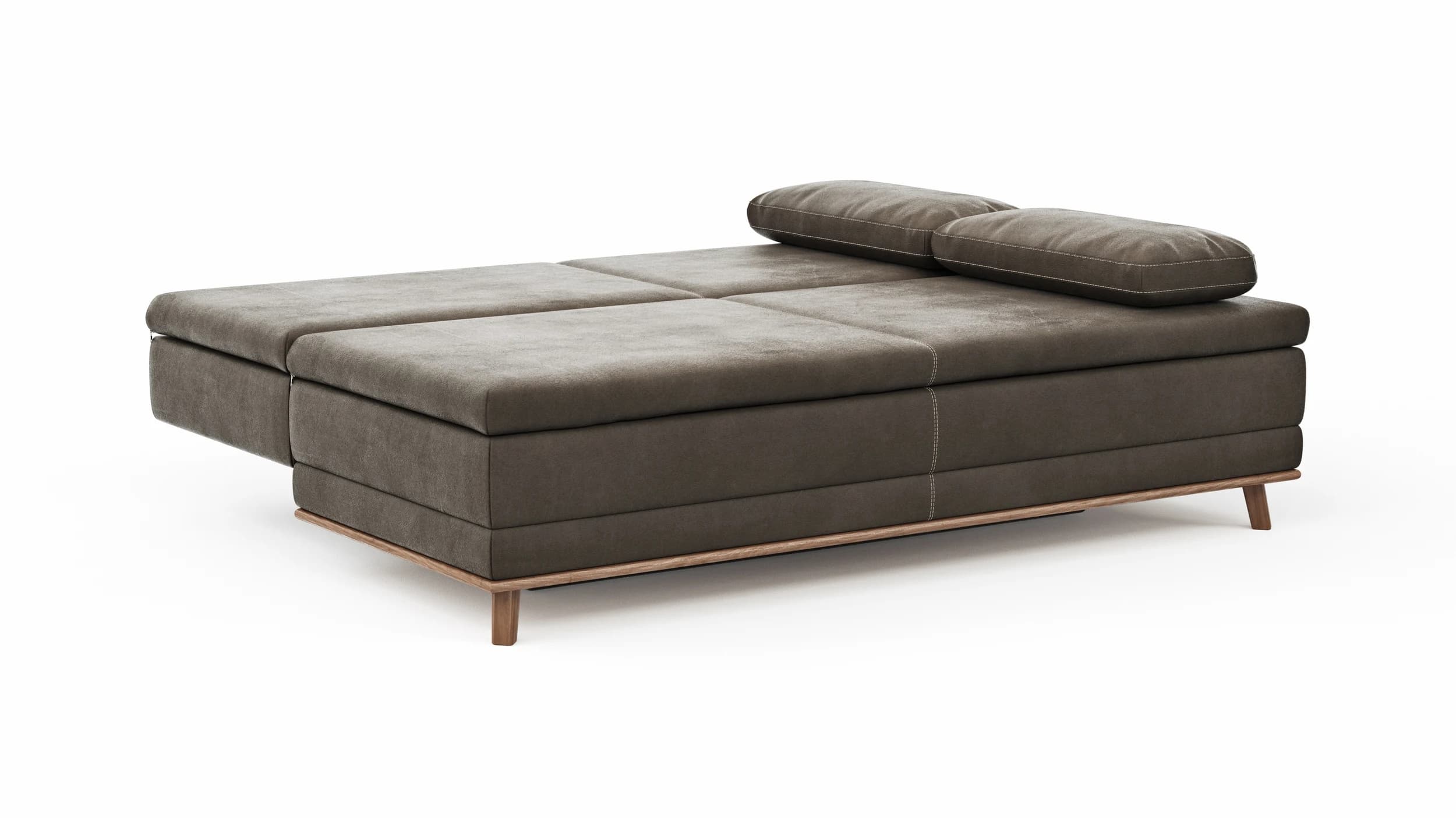 Sofa Lakeville 2 - 2-Sitzer inkl. Schlaffunktion mit Bettkasten, Stoff, Braun