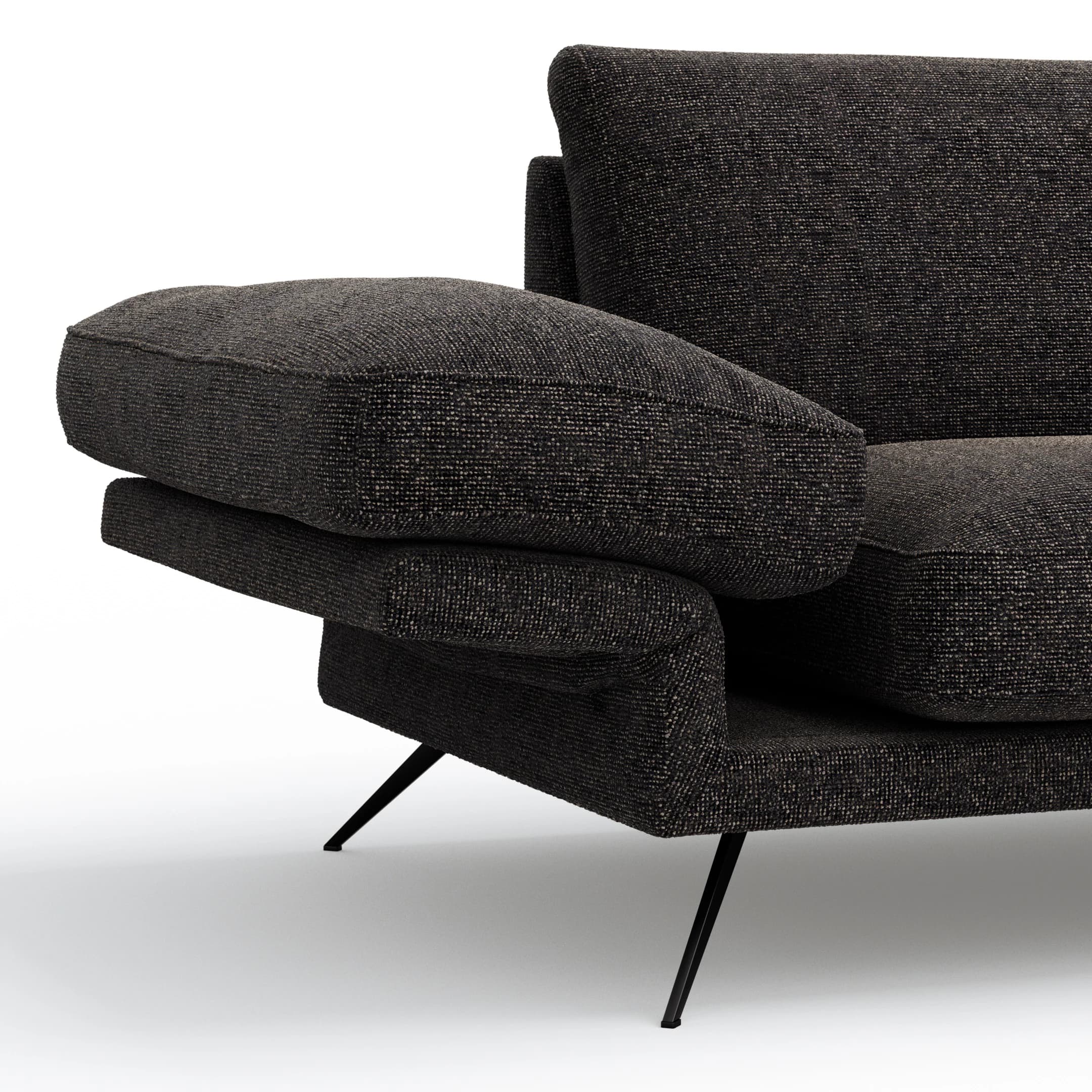 Ecksofa Valdemoro - 2,5-Sitzer mit Longchair rechts inkl. Rückenlehne verstellbar, Stoff, Anthrazit