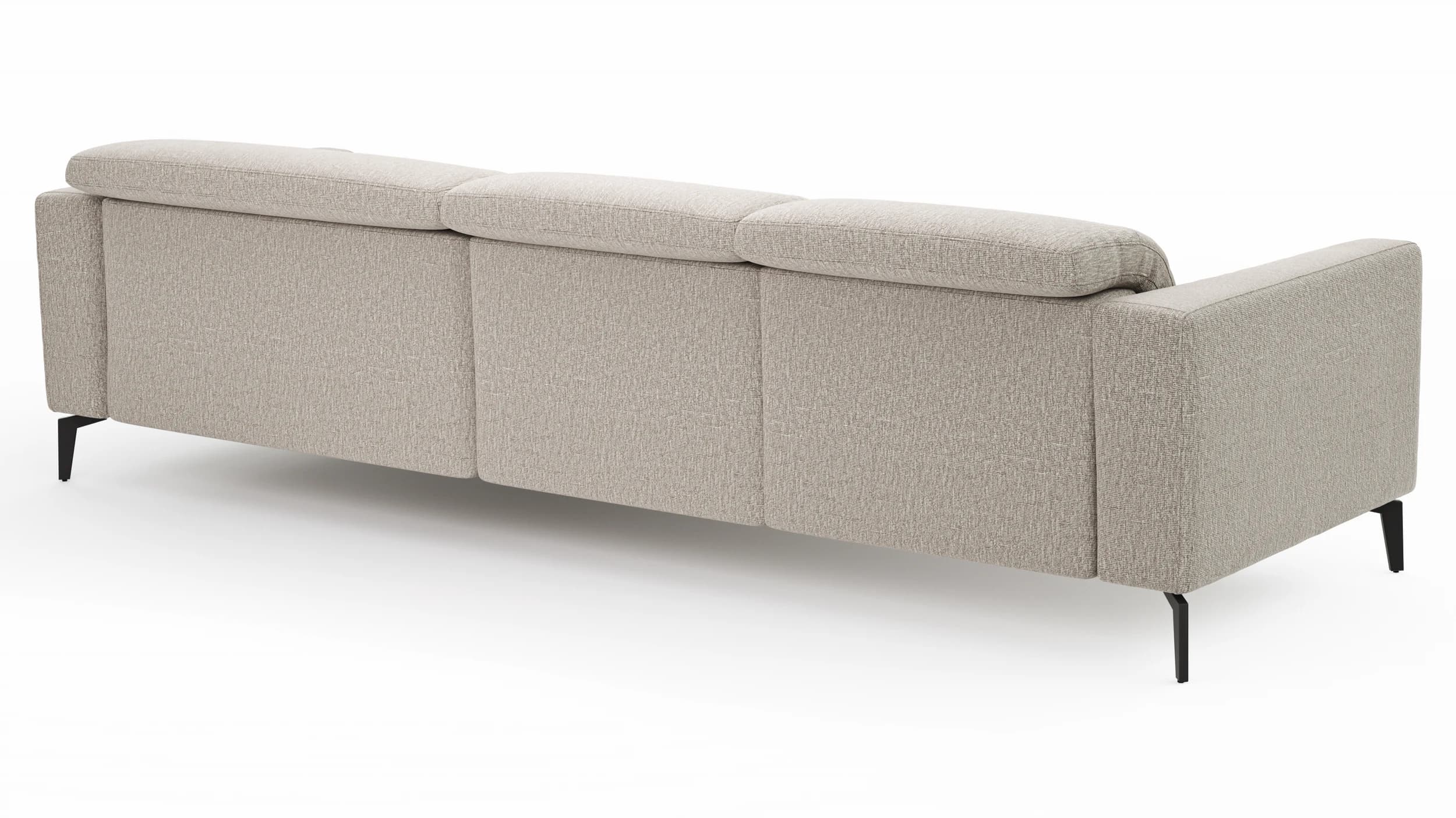 Ecksofa Rafaela 2.0 - 2,5-Sitzer mit Longchair rechts inkl. Kopfteilverstellung, Stoff, Champagner