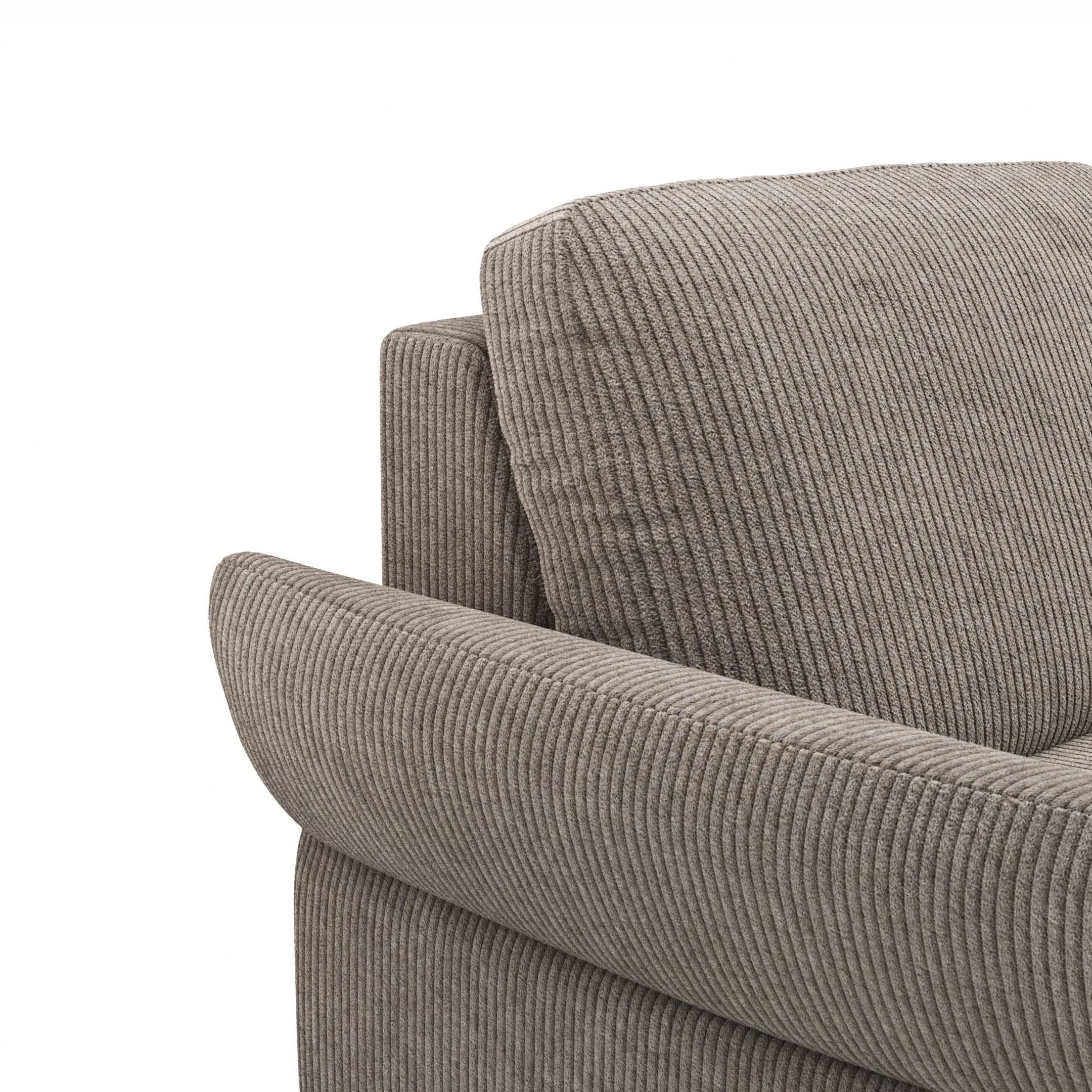 Ecksofa Rockport A - 2,5-Sitzer mit Ecke rechts inkl. Armlehne klappbar, Stoff, Braun