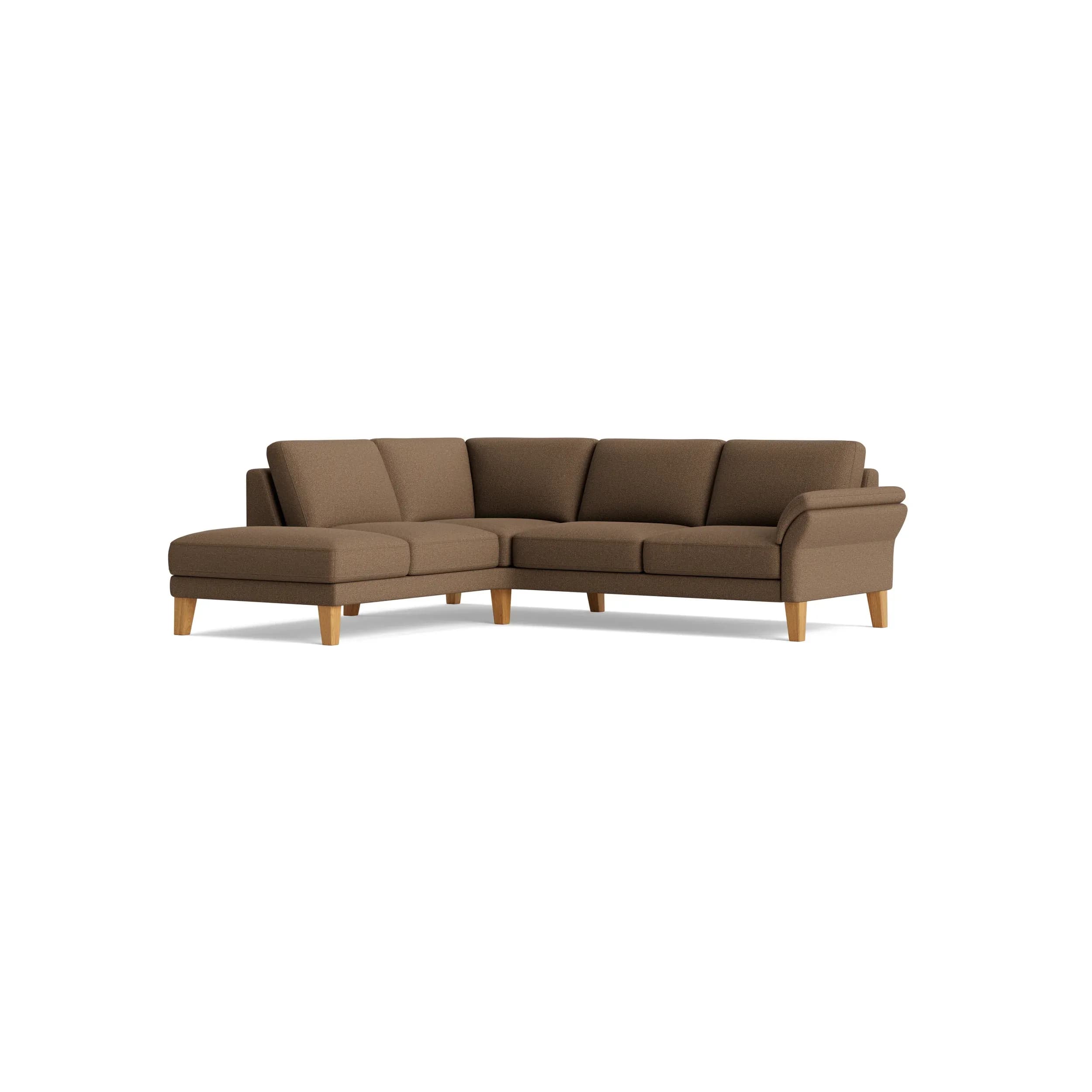 Ecksofa Rockport A - Ecke links mit 2,5-Sitzer inkl. Armlehne klappbar, Stoff, Caramel