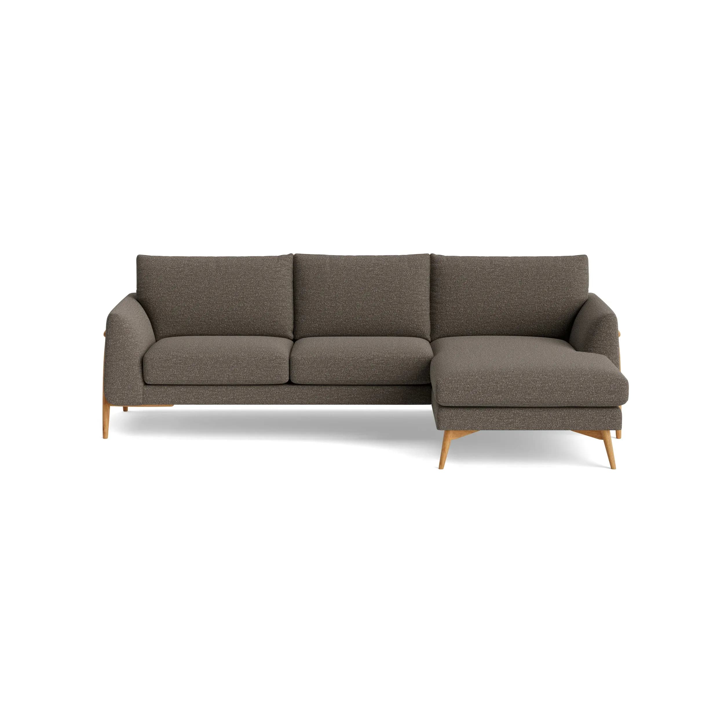 Ecksofa Sutton - 2-Sitzer mit Longchair rechts, Stoff, Sepia