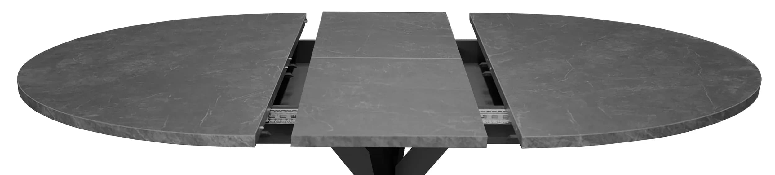 Esstisch - ausziehbar, Ø/H ca. 130x79 cm, Keramikoptik grau, Schwarz