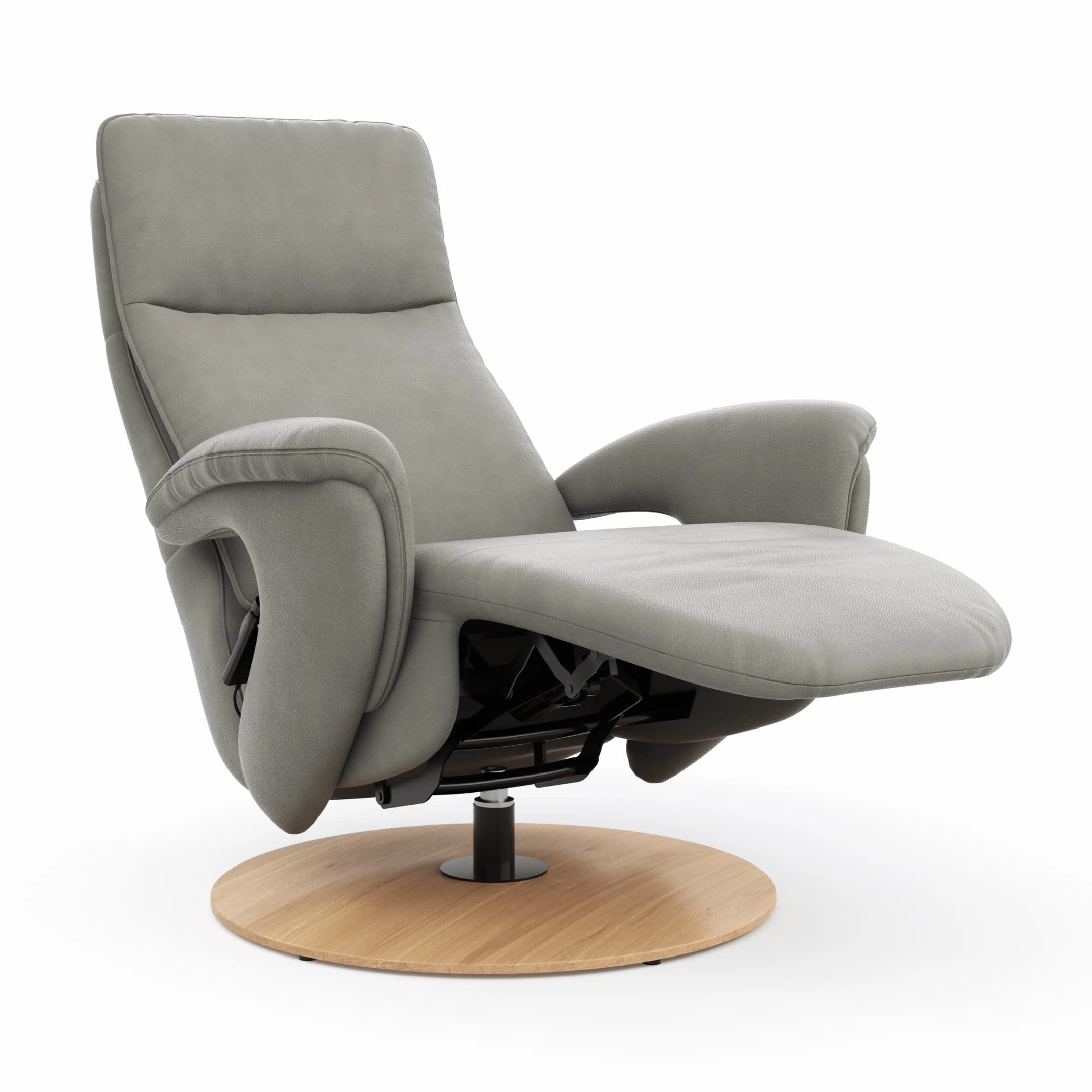 Sessel Tulsa Relax - Größe M, inkl. Fußteil/Rückenlehne verstellbar (motorisch), inkl. Kopfteilverstellung, Leder, Graubeige