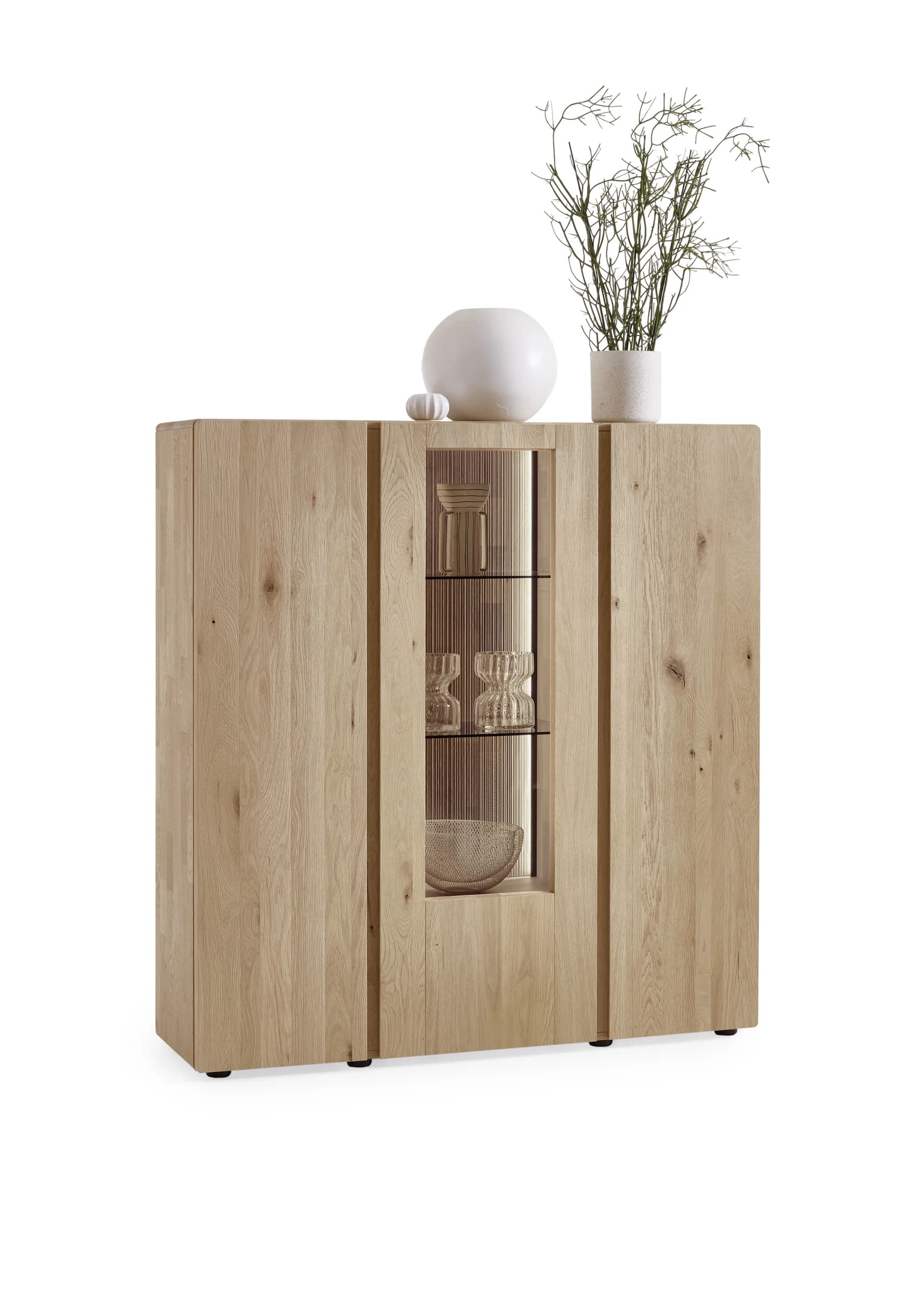 Highboard - Kerneiche massiv, Natur
