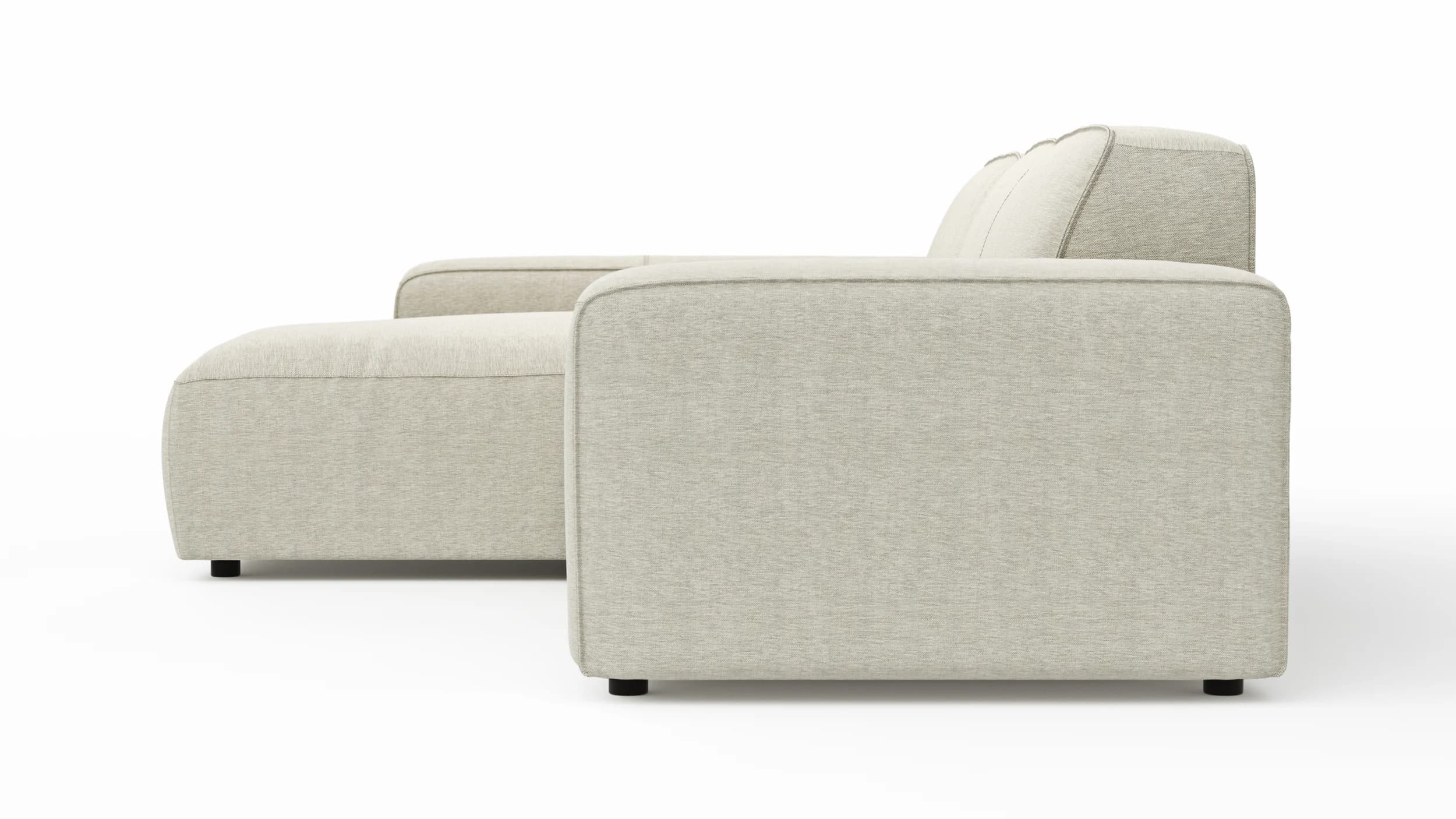 Ecksofa Denver - Longchair links mit 2-Sitzer, Stoff, Natur