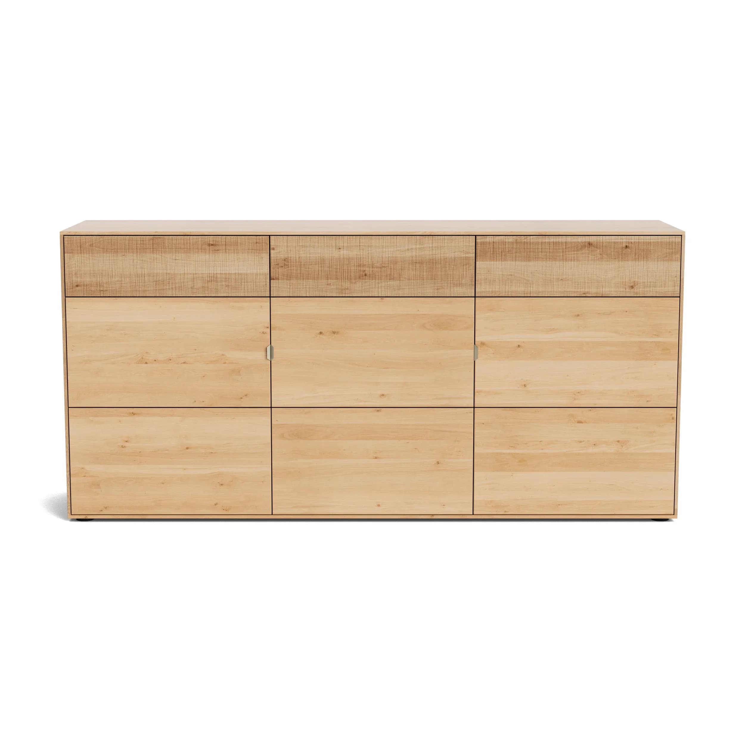 Sideboard Koruna - Eiche massiv legno geölt, Front Holz oben sägerau, unten glatt