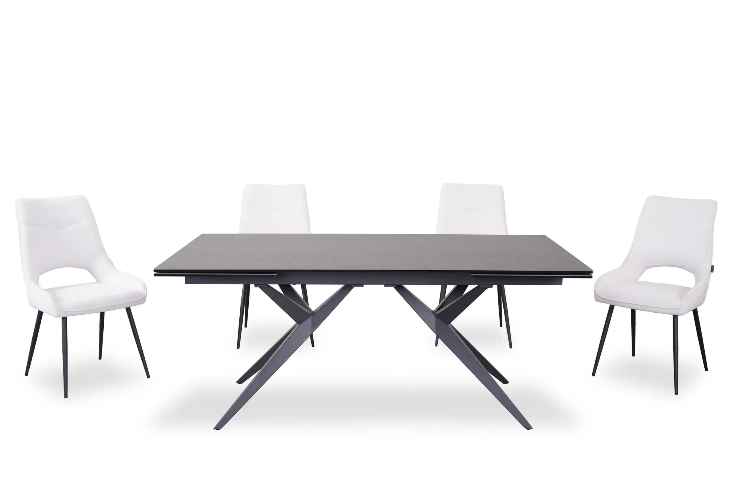 Esstisch MICHELA - ausziehbar, LB ca. 180x95 cm, Glaskeramik, Dunkelgrau