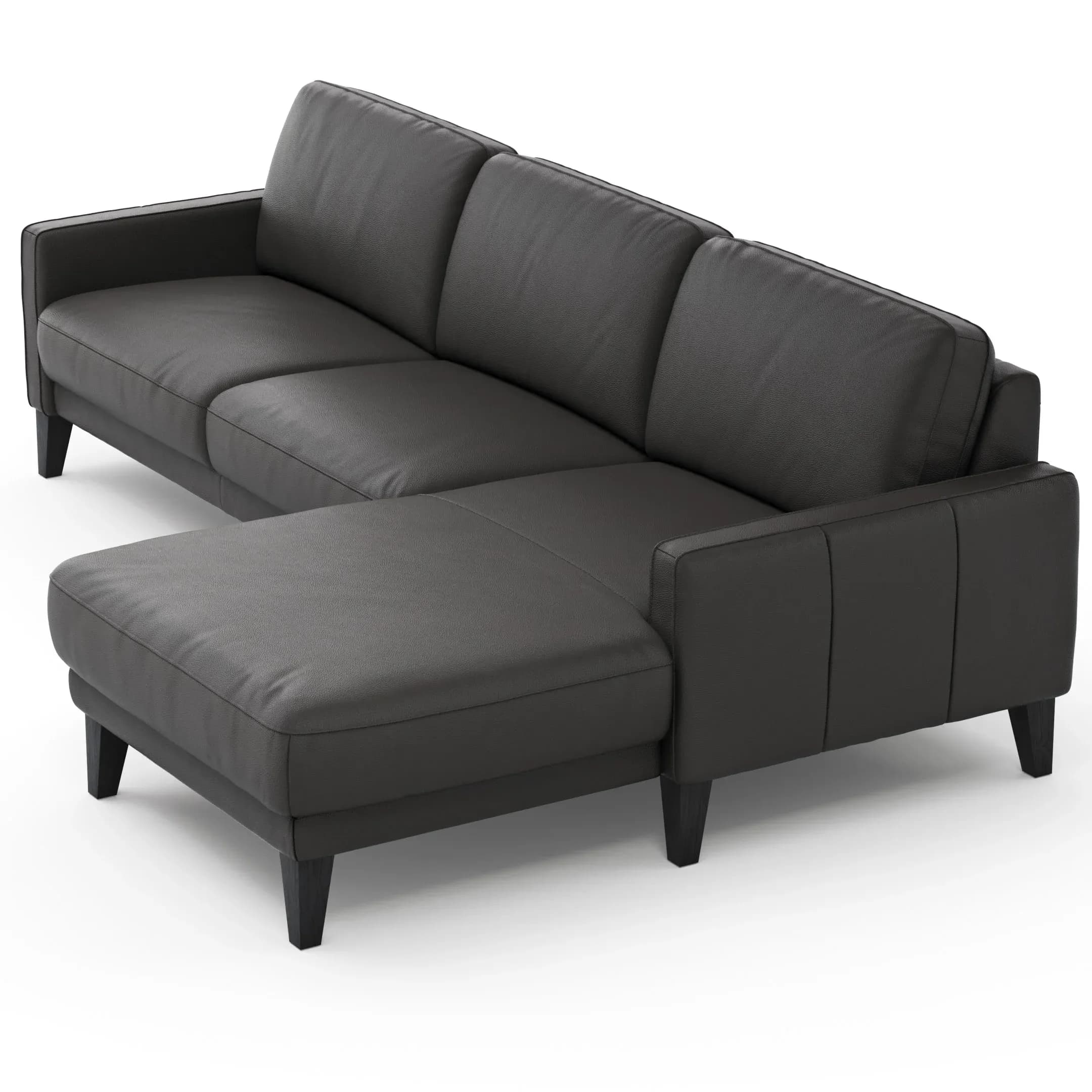 Ecksofa Matero - 2,5-Sitzer mit Longchair rechts, Leder, Anthrazit