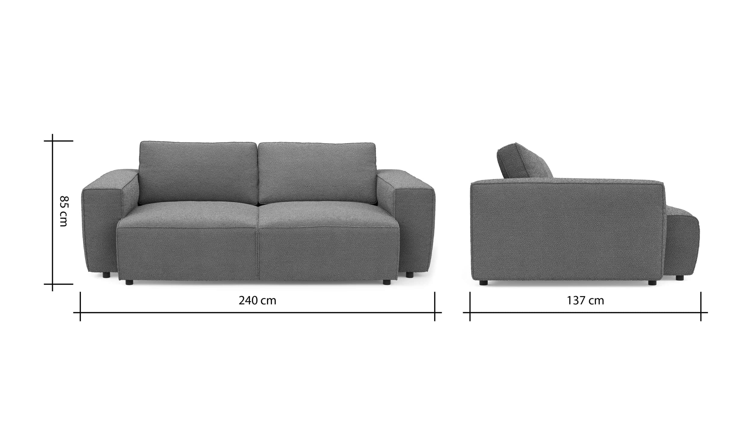 Bigsofa Lilaia - 3-Sitzer Tief, Stoff, Olivgrün