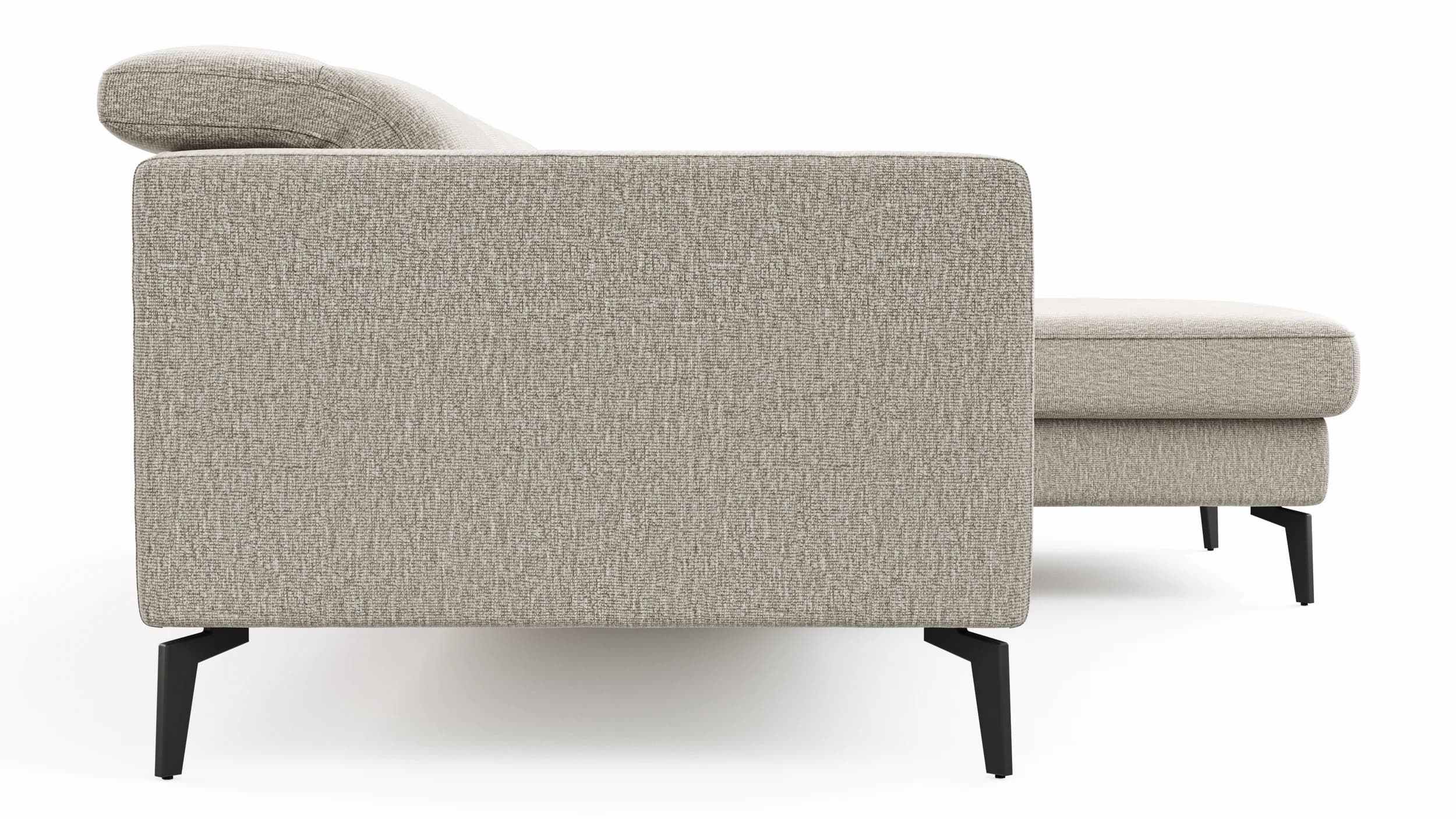 Ecksofa Rafaela 2.0 - 2,5-Sitzer mit Longchair rechts inkl. Sitzvorzug, Kopteilverstellung motorisch und Relaxfunktion motorisch im Longchair, Stoff, Champagner