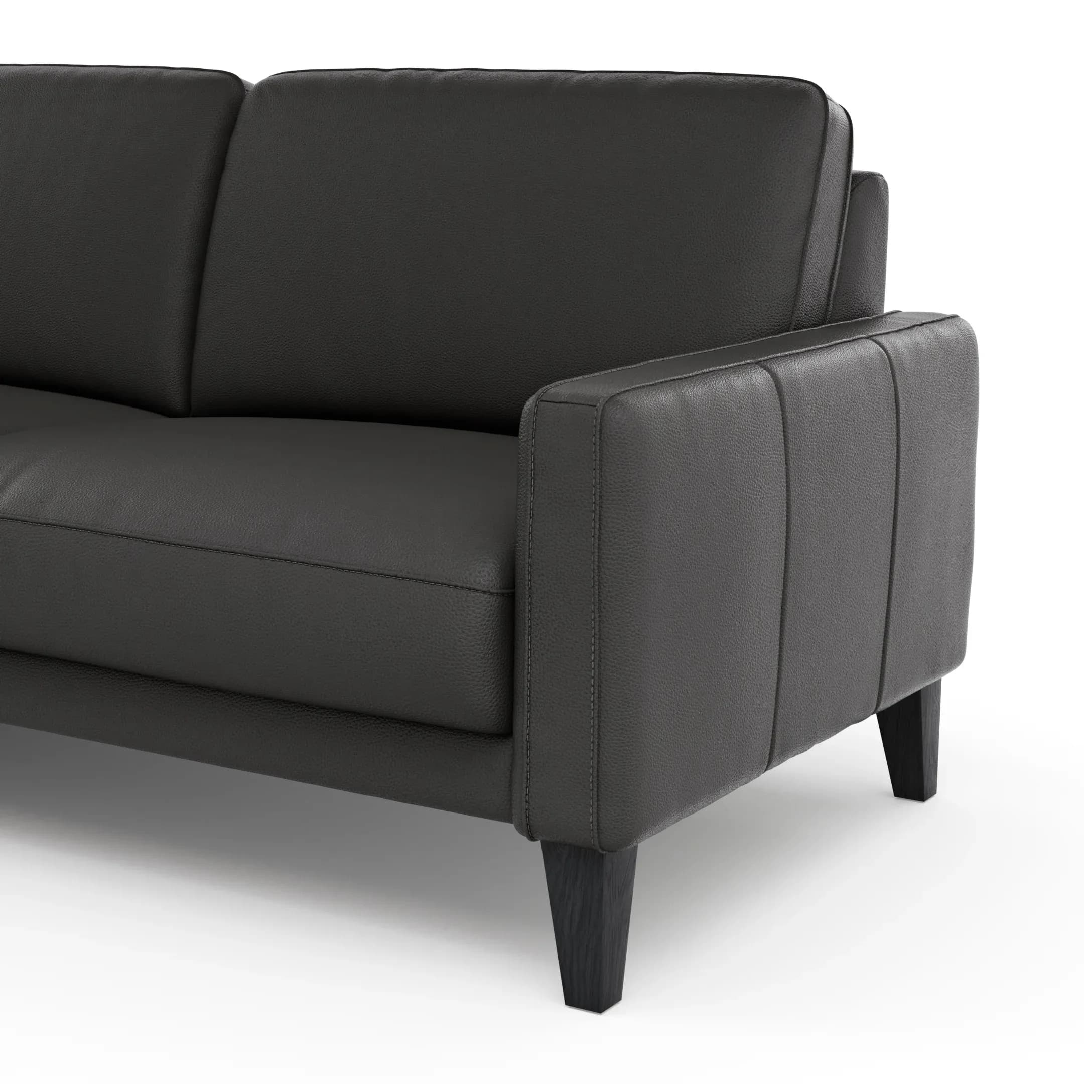 Ecksofa Matero - Longchair mit 2,5-Sitzer rechts, Leder, Anthrazit