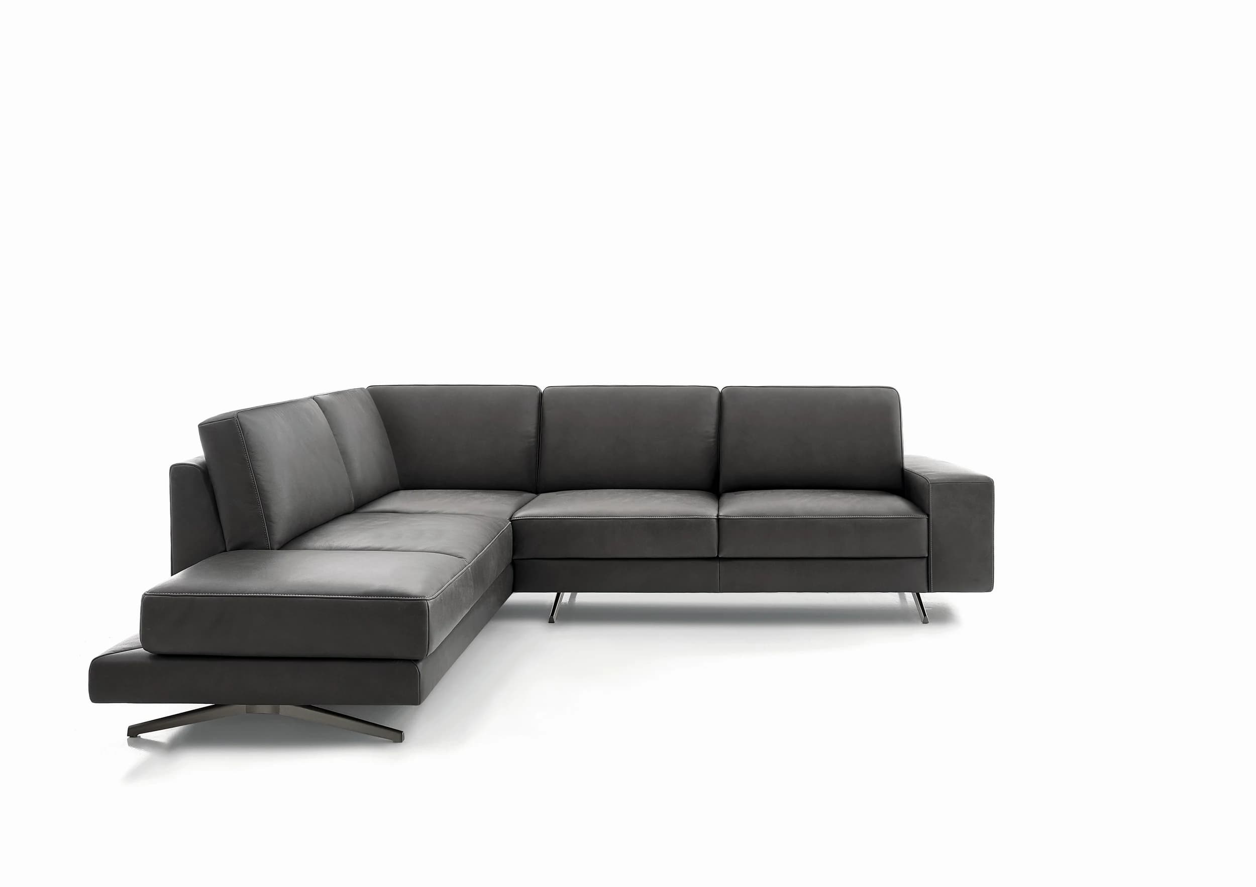 Ecksofa - Ecke links mit 2-Sitzer, Drehsitz, Leder, Anthrazit