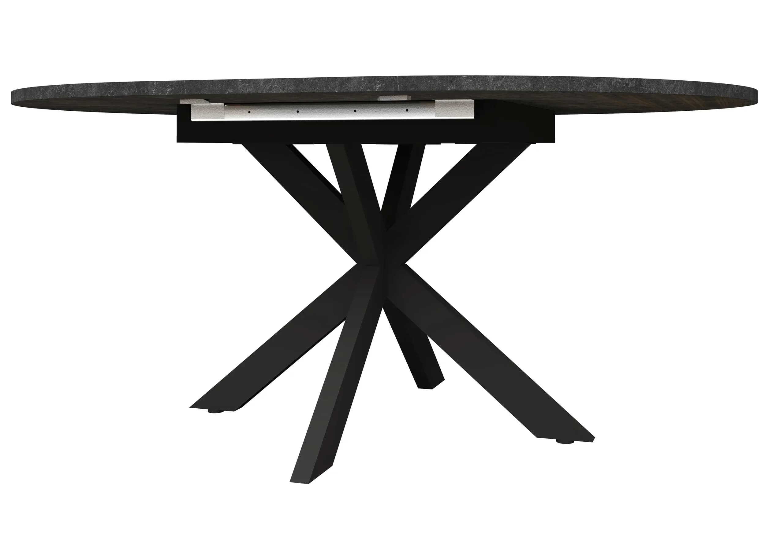 Esstisch - ausziehbar, Ø/H ca. 130x79 cm, Keramikoptik grau, Schwarz