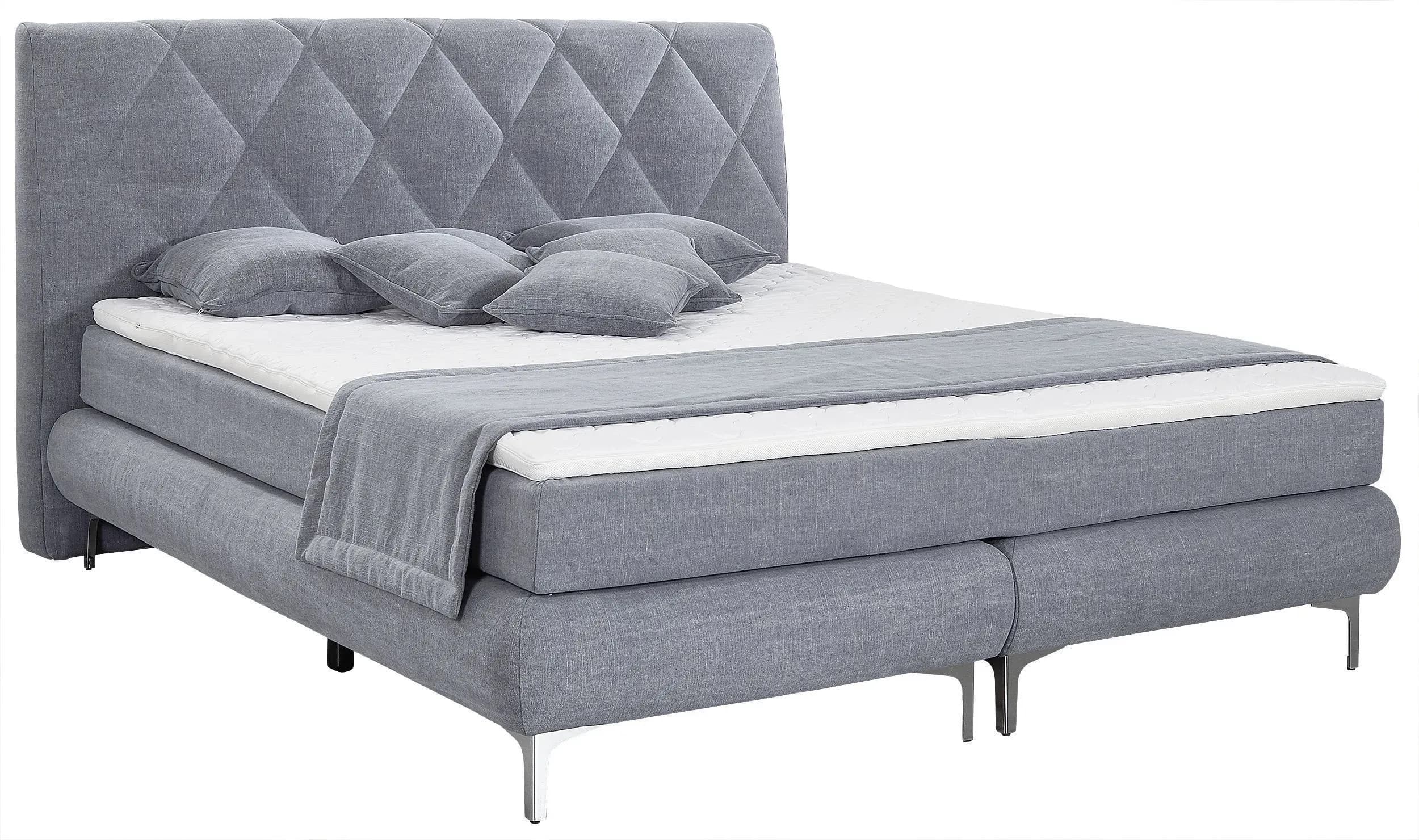 Boxspringbett - Liegefläche ca. 180x200 cm, Stoff, Grau