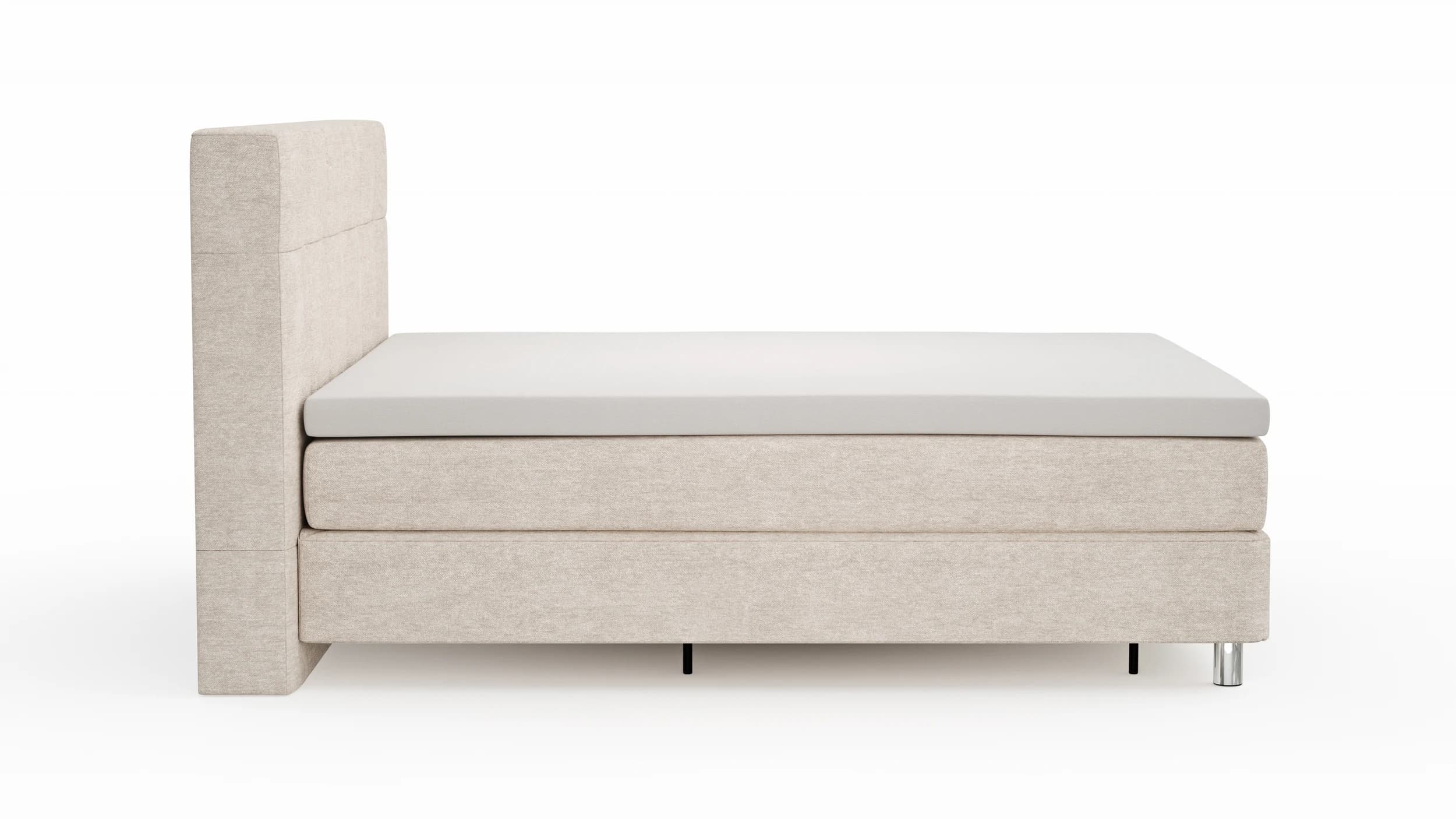 Boxspringbett Alpin - Liegefläche ca. 180x200 cm, Stoff, Graubeige