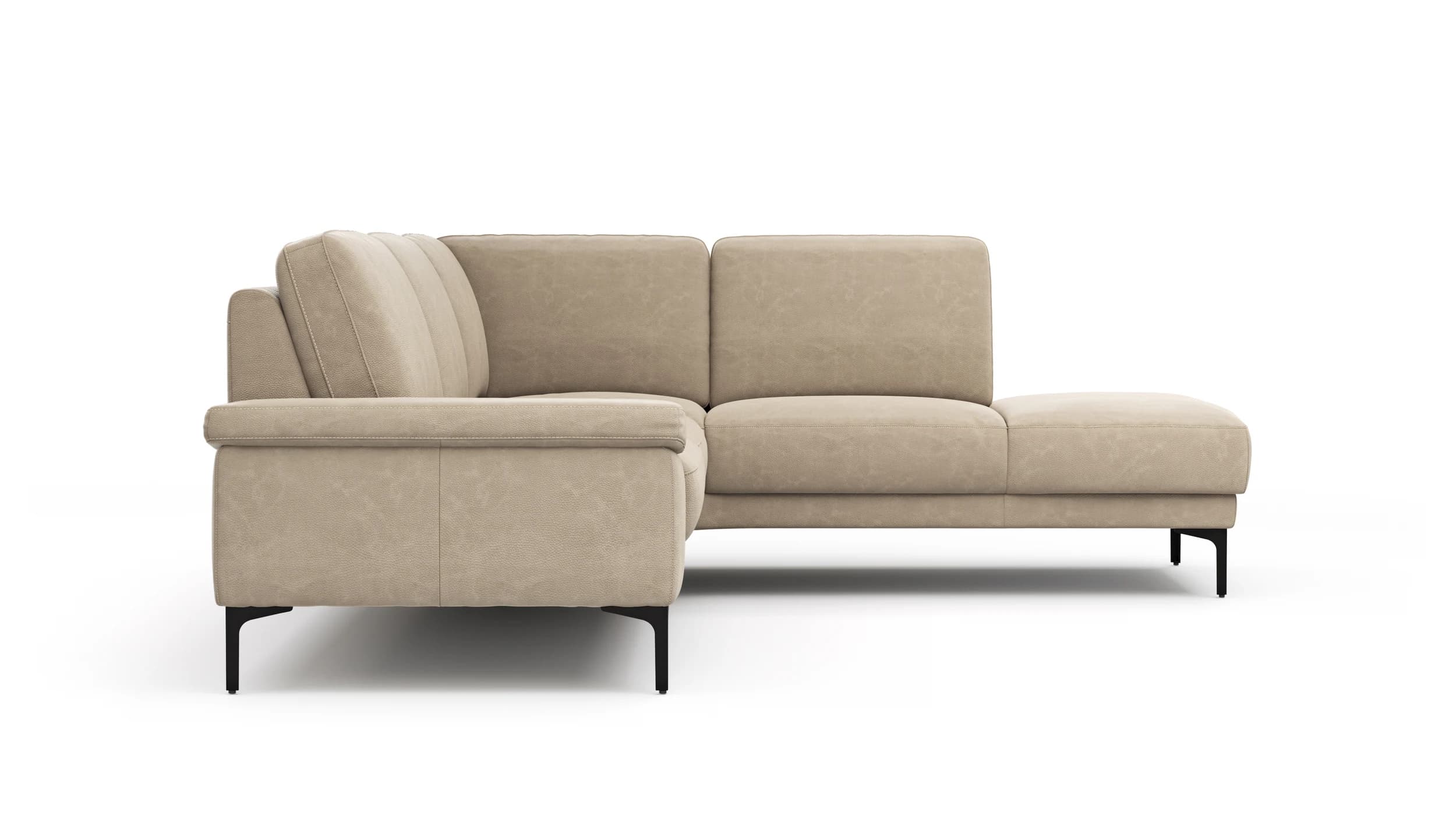 Ecksofa Matero - 2-Sitzer mit Ecke rechts, Leder, Taupe