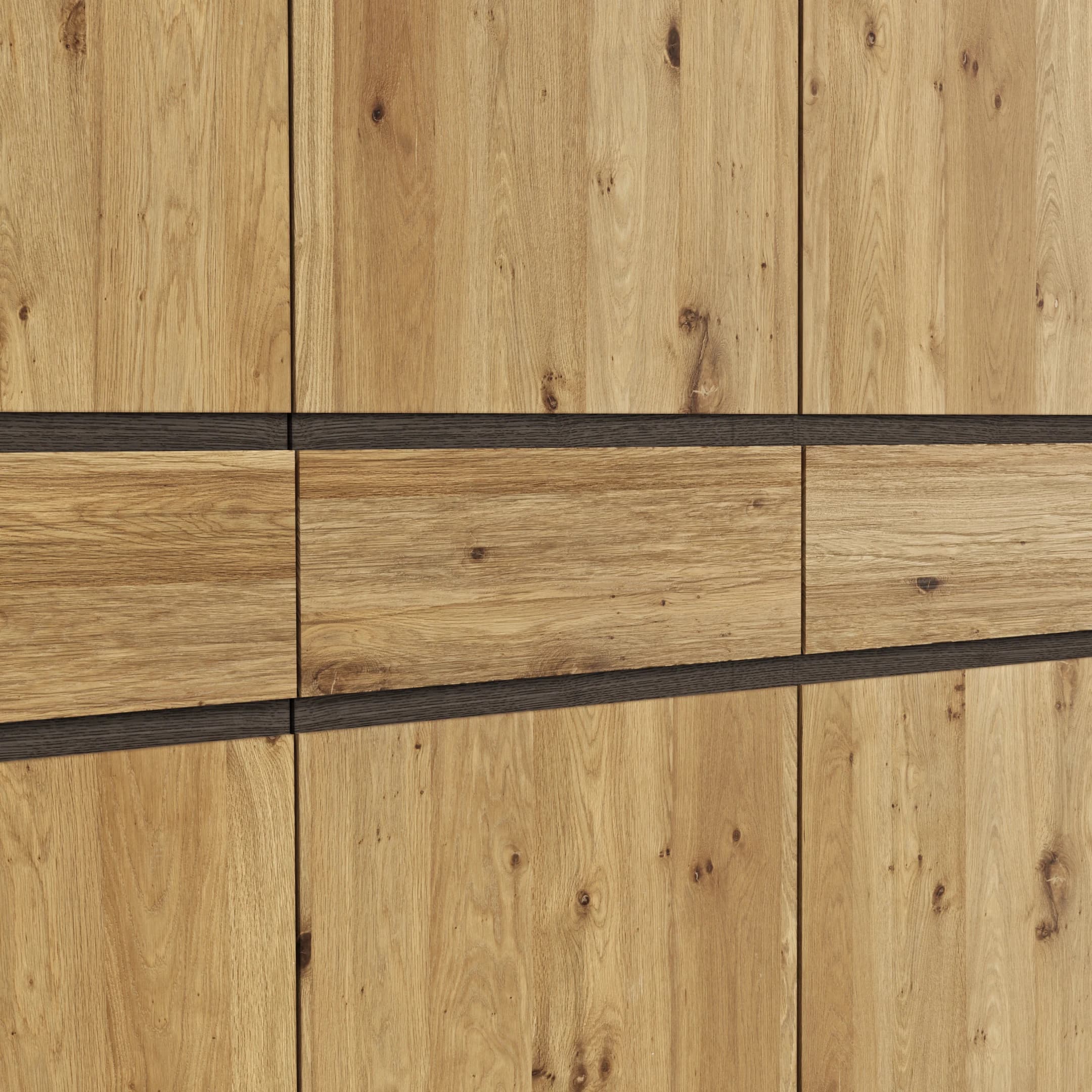 Drehtürenschrank Baltimore - B ca. 292 cm, Wildeiche massiv, natur geölt