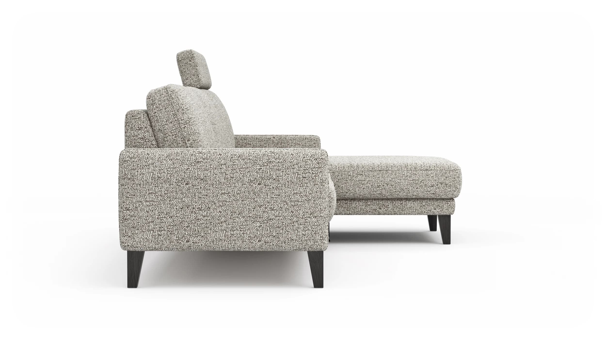 Ecksofa Matero - 2,5-Sitzer mit Longchair rechts inkl. Relaxfunktion motorisch, Stoff, Graubeige