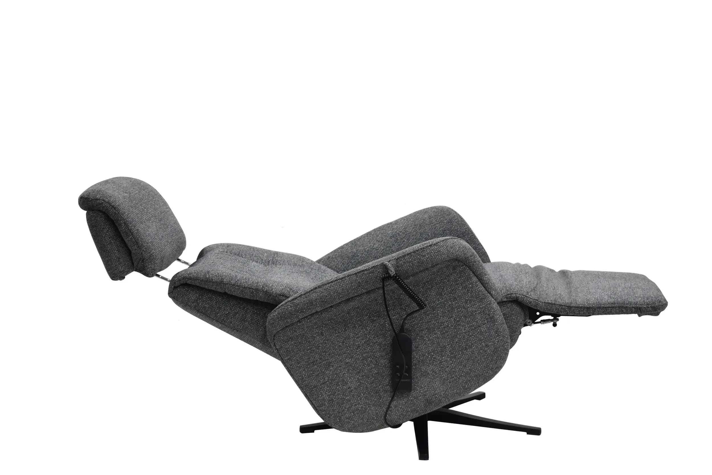TV-Sessel MARLON - drehbar, Relaxfunktion, Kopfteilverstellung, Stoff, Graublau