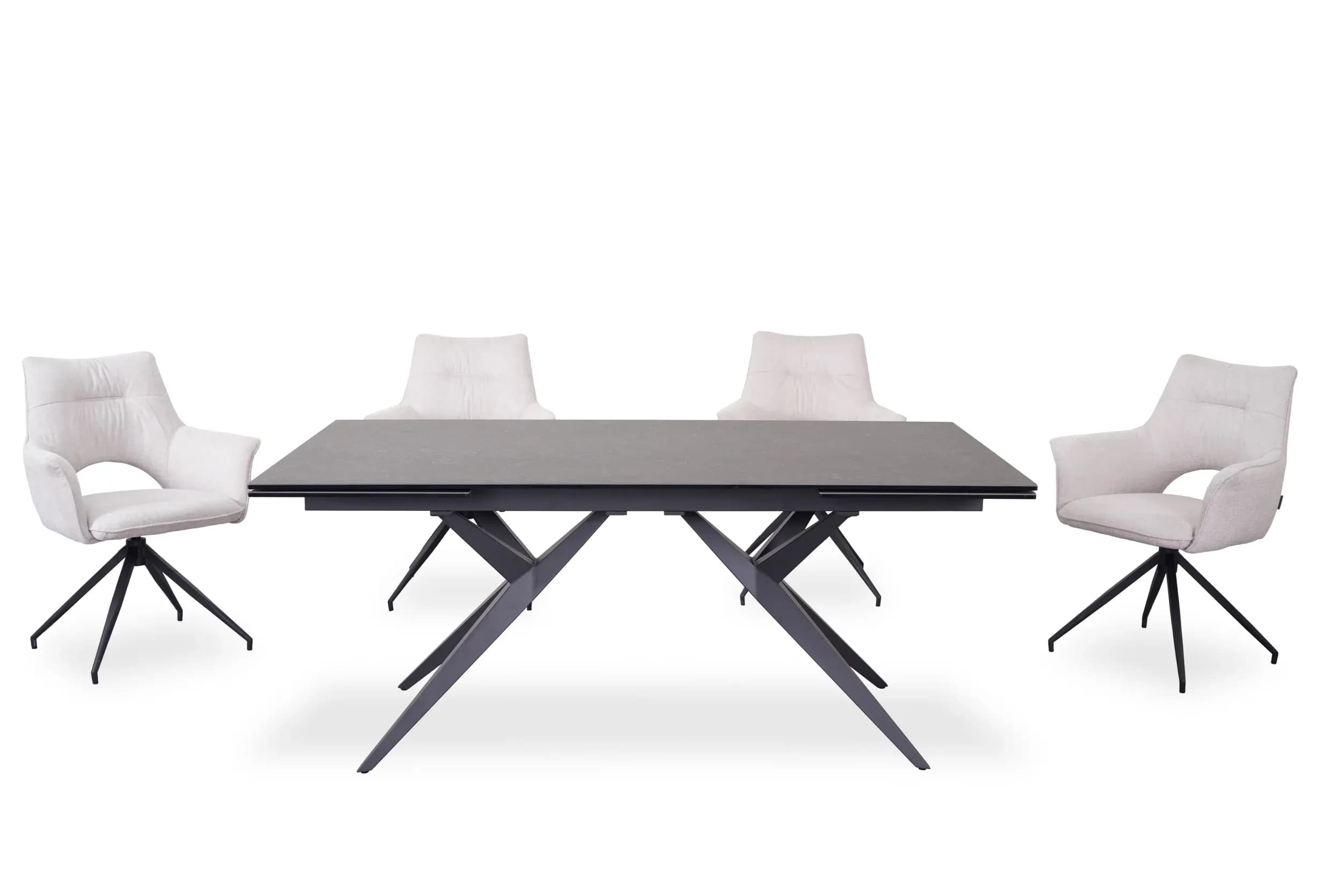 Esstisch MICHELA - ausziehbar, LB ca. 180x95 cm, Glaskeramik, Dunkelgrau