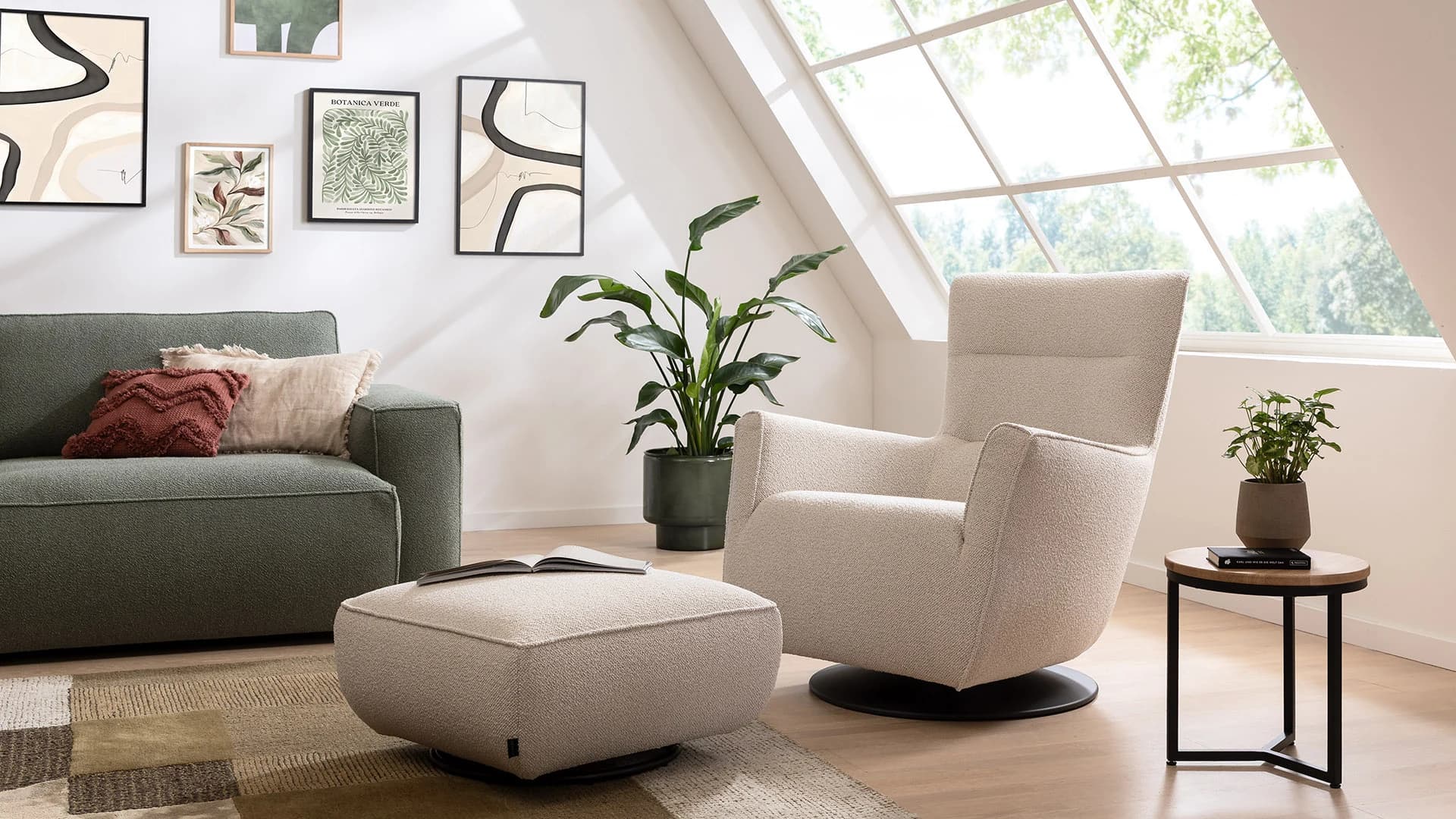 Sofa Lilaia - 1,5-Sitzer XL mit 1,5-Sitzer XL Tief, Stoff, Olivgrün