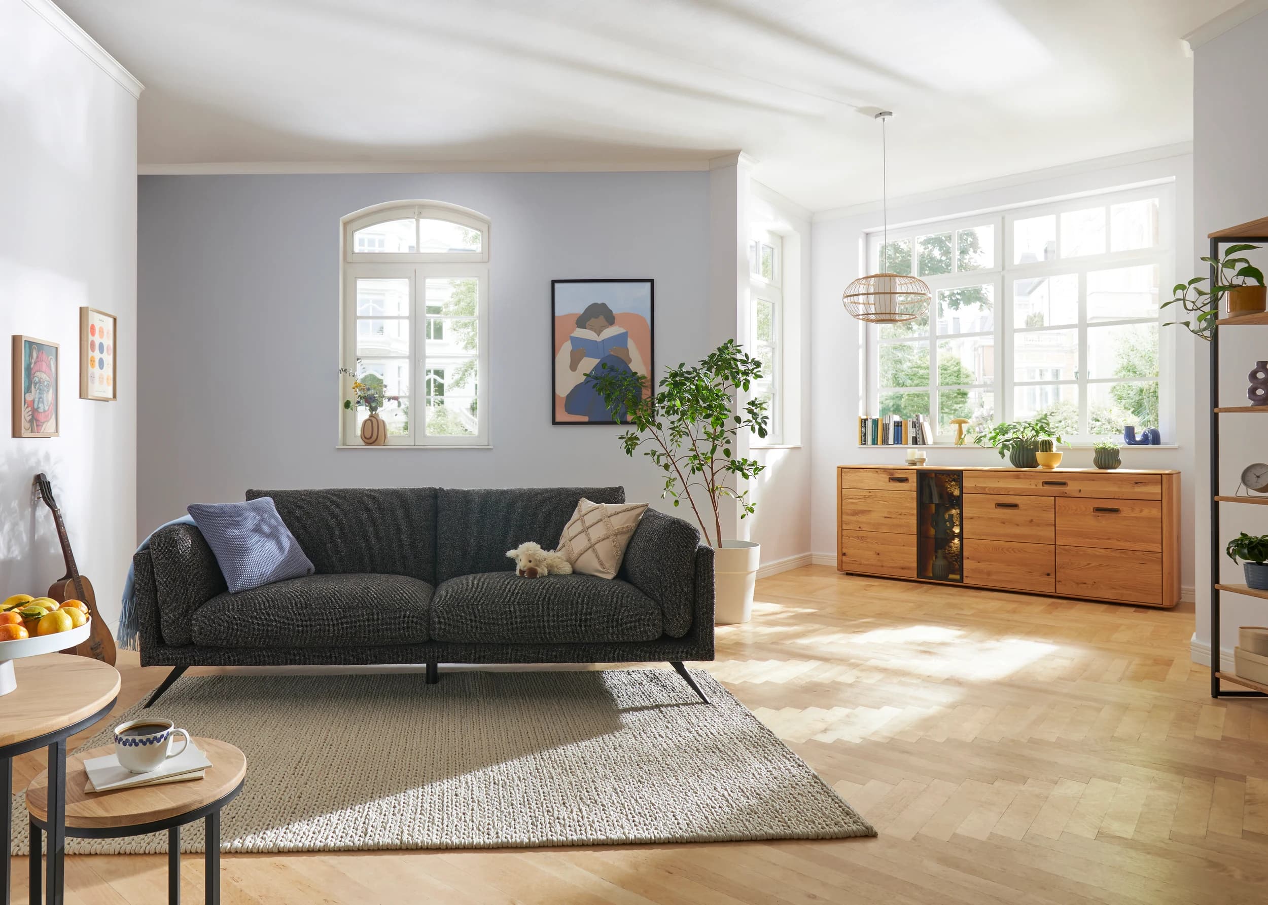 Sofa Valdemoro - 3-Sitzer, Stoff, Anthrazit