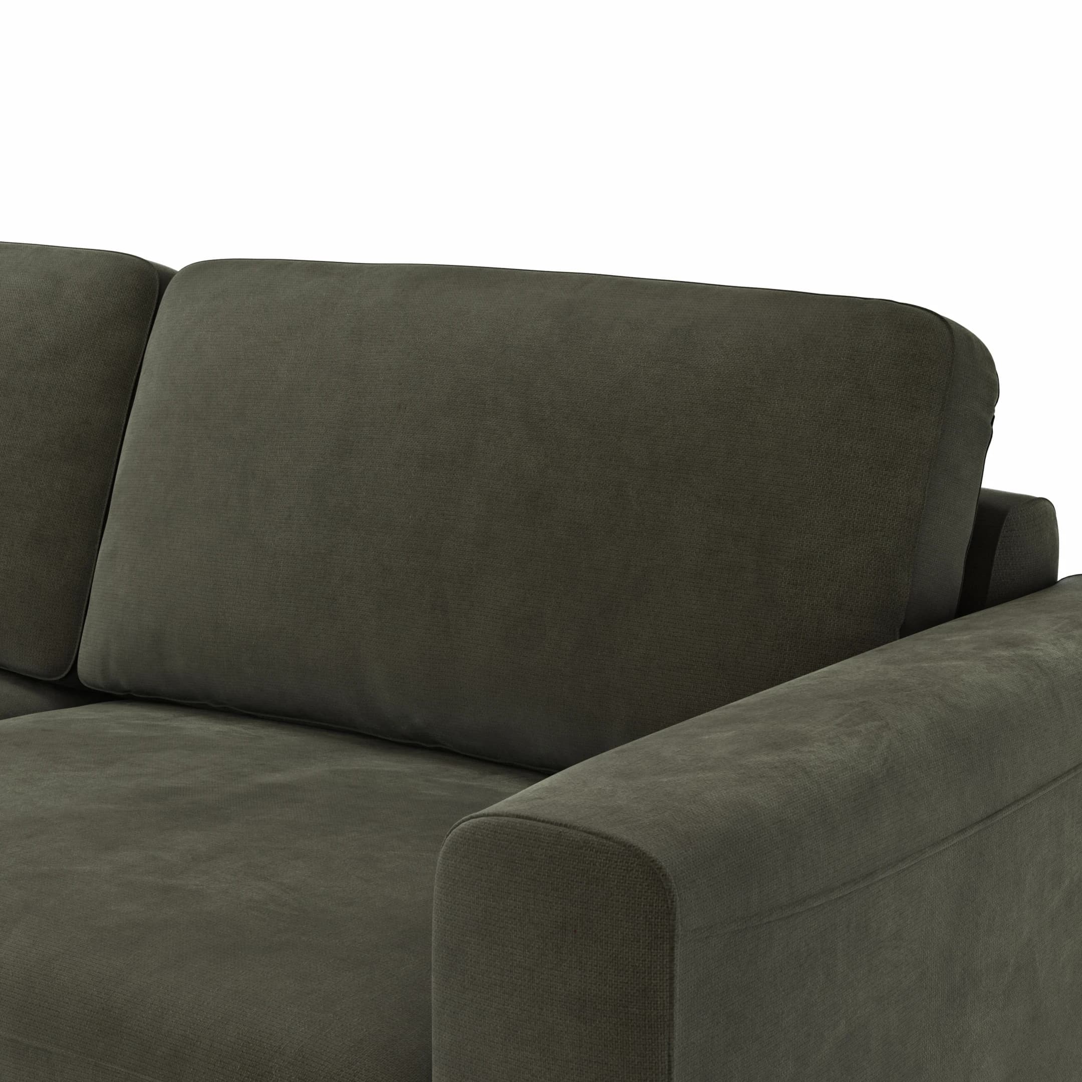 Ecksofa Oviedo - Longchair links mit 1,5-Sitzer, Stoff, Braungrün
