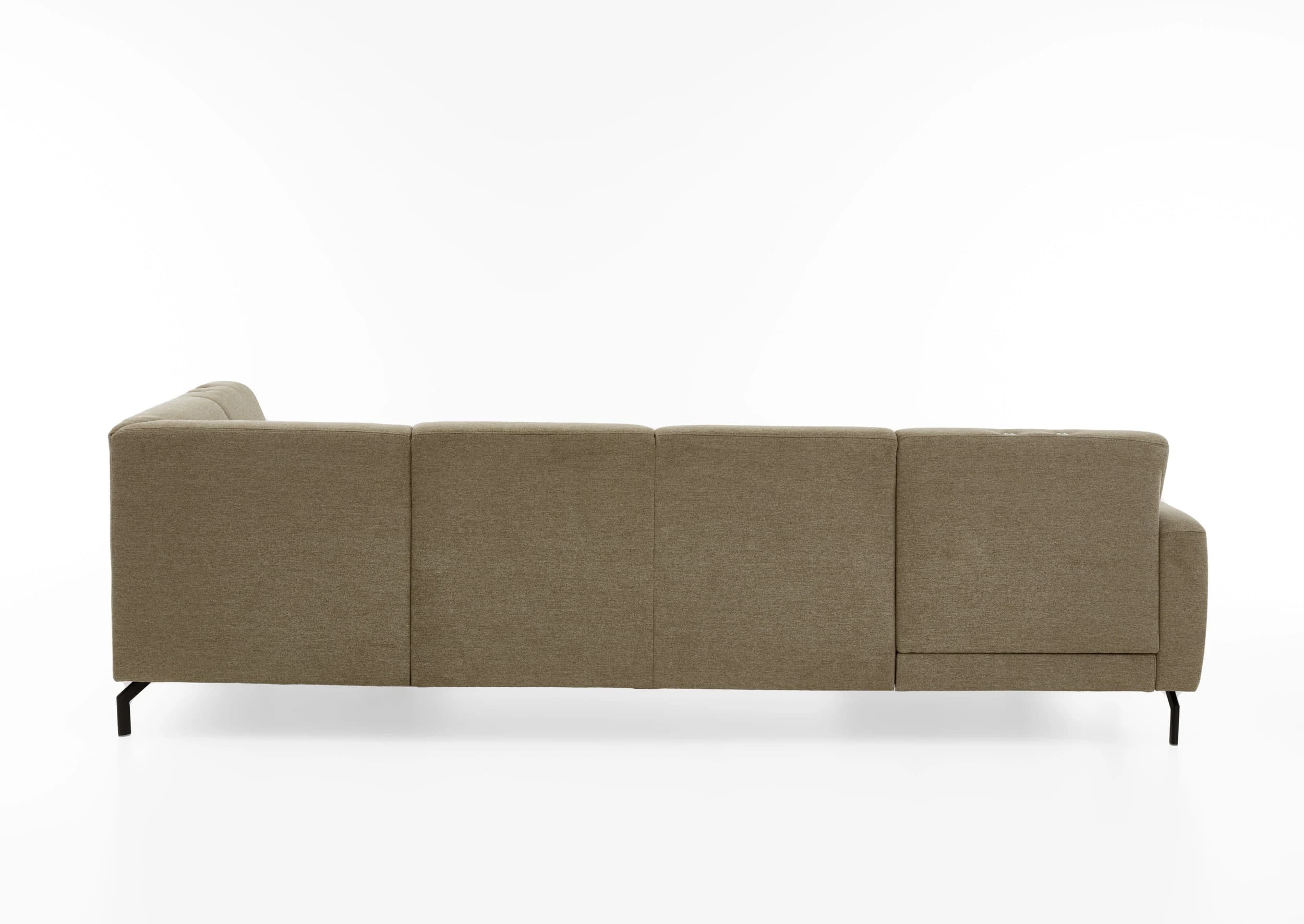 Wohnlandschaft - Longchair links mit 2,5-Sitzer und Ecke rechts. Stoff, Mandel