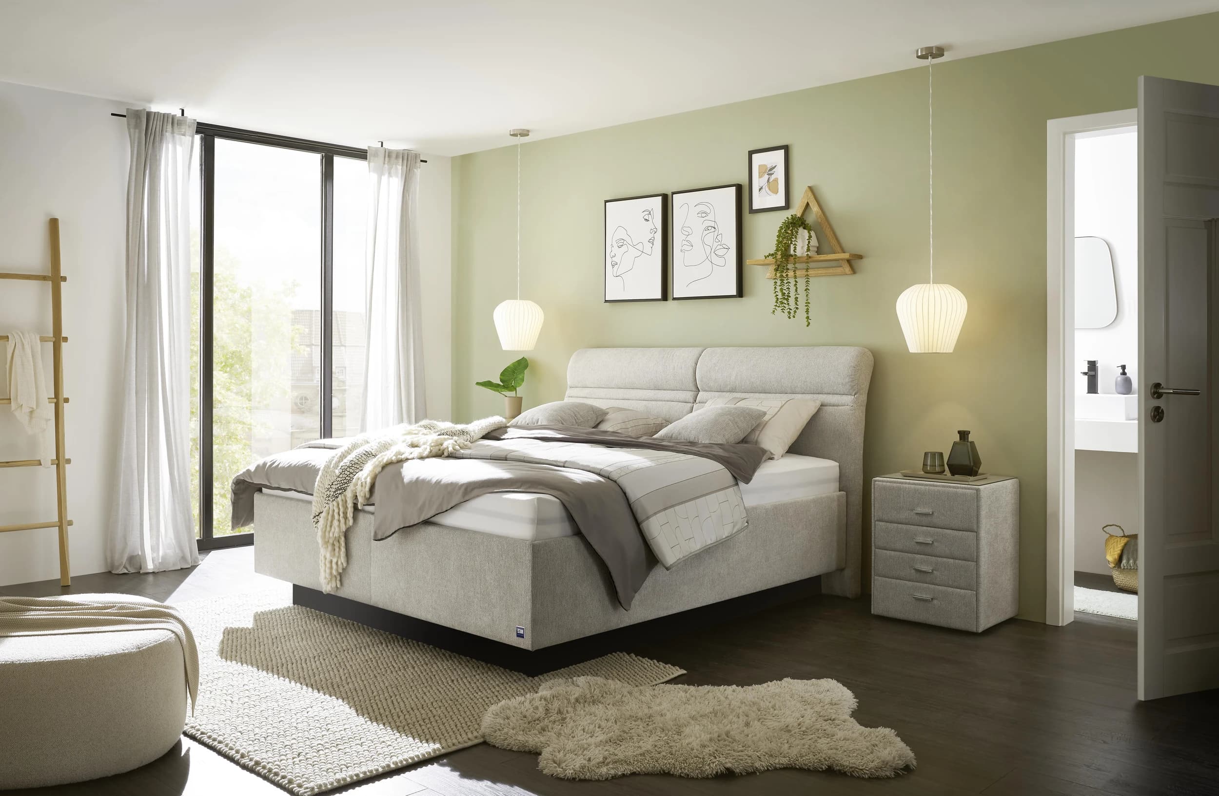 Polsterbett EM Select - mit Lattenrost, ohne Matratzen , Liegefläche ca. 180x200 cm, Stoff, beige