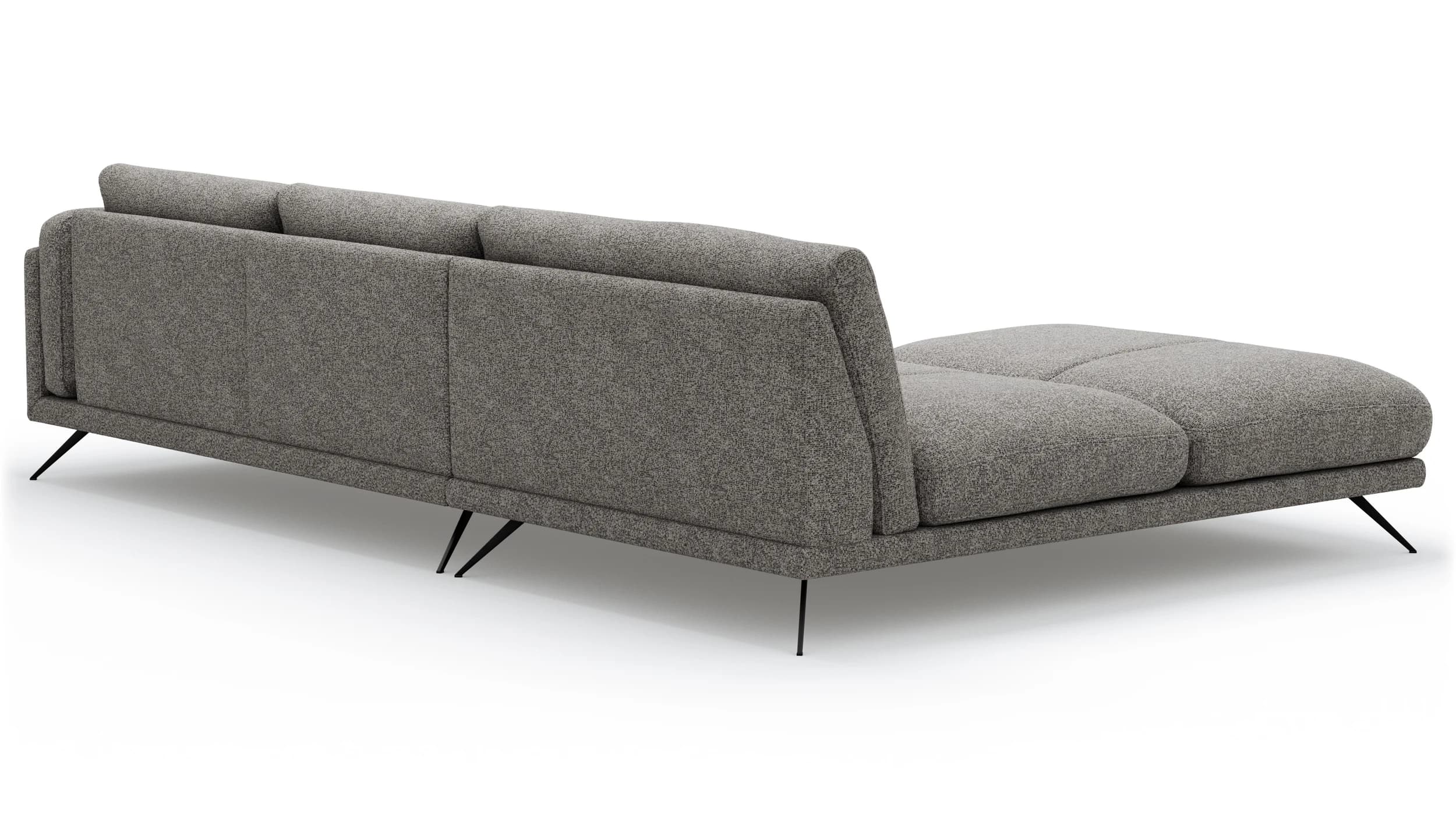 Ecksofa Valdemoro - Longchair mit 2,5-Sitzer rechts inkl. Rückenlehne verstellbar, Stoff, Grau