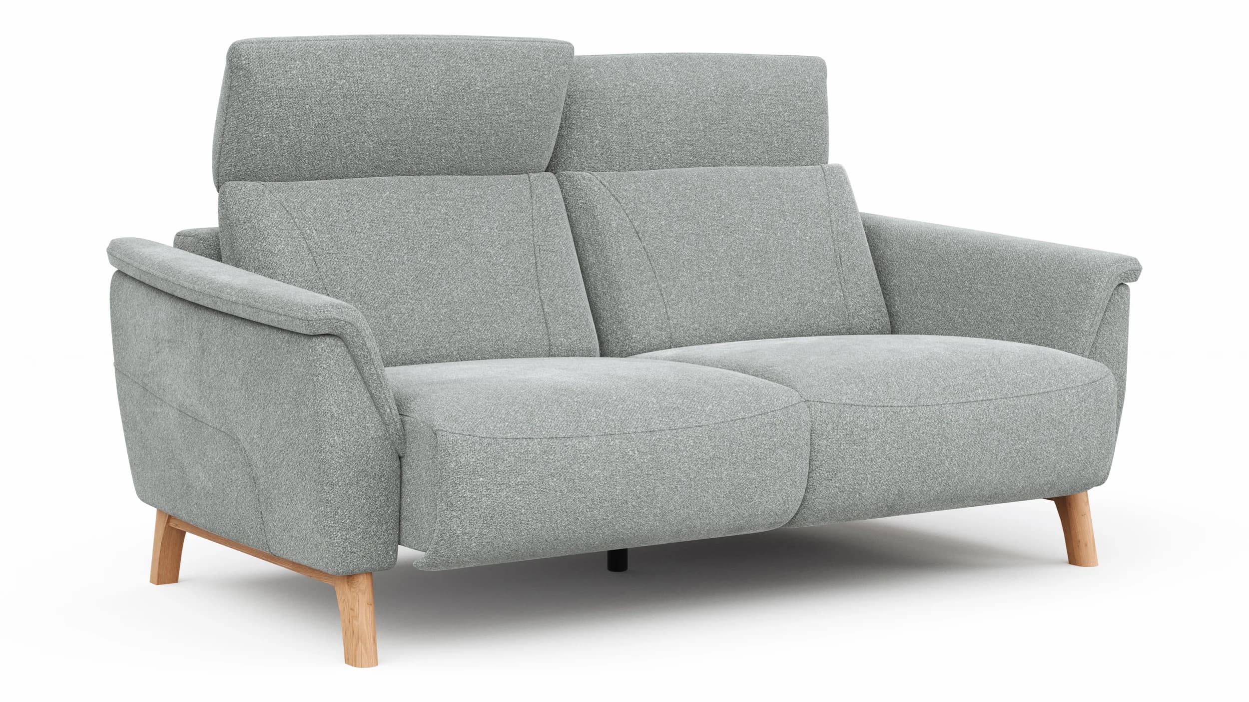 Sofa Nevin - 2,5-Sitzer inkl. Sitzvorzug (motorisch) und Kopfpolsterverstellung, Stoff, Silbergrau