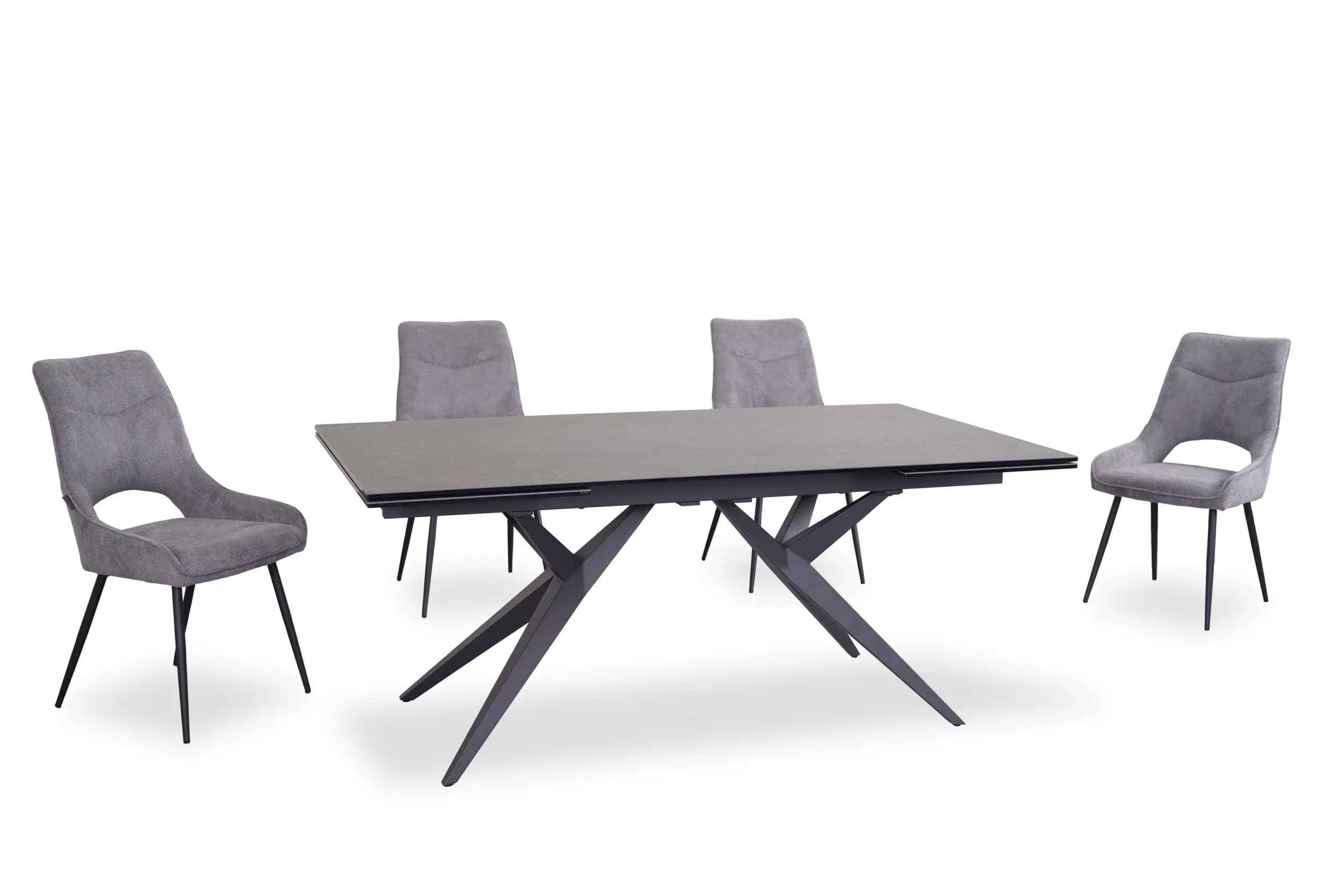 Esstisch MICHELA - ausziehbar, LB ca. 180x95 cm, Glaskeramik, Dunkelgrau