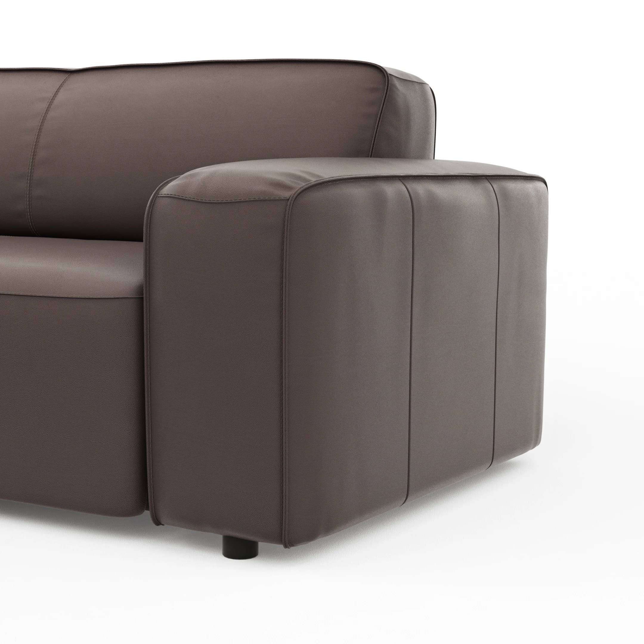 Ecksofa Denver - Longchair links, groß mit 2,5-Sitzer, Leder, Mocca