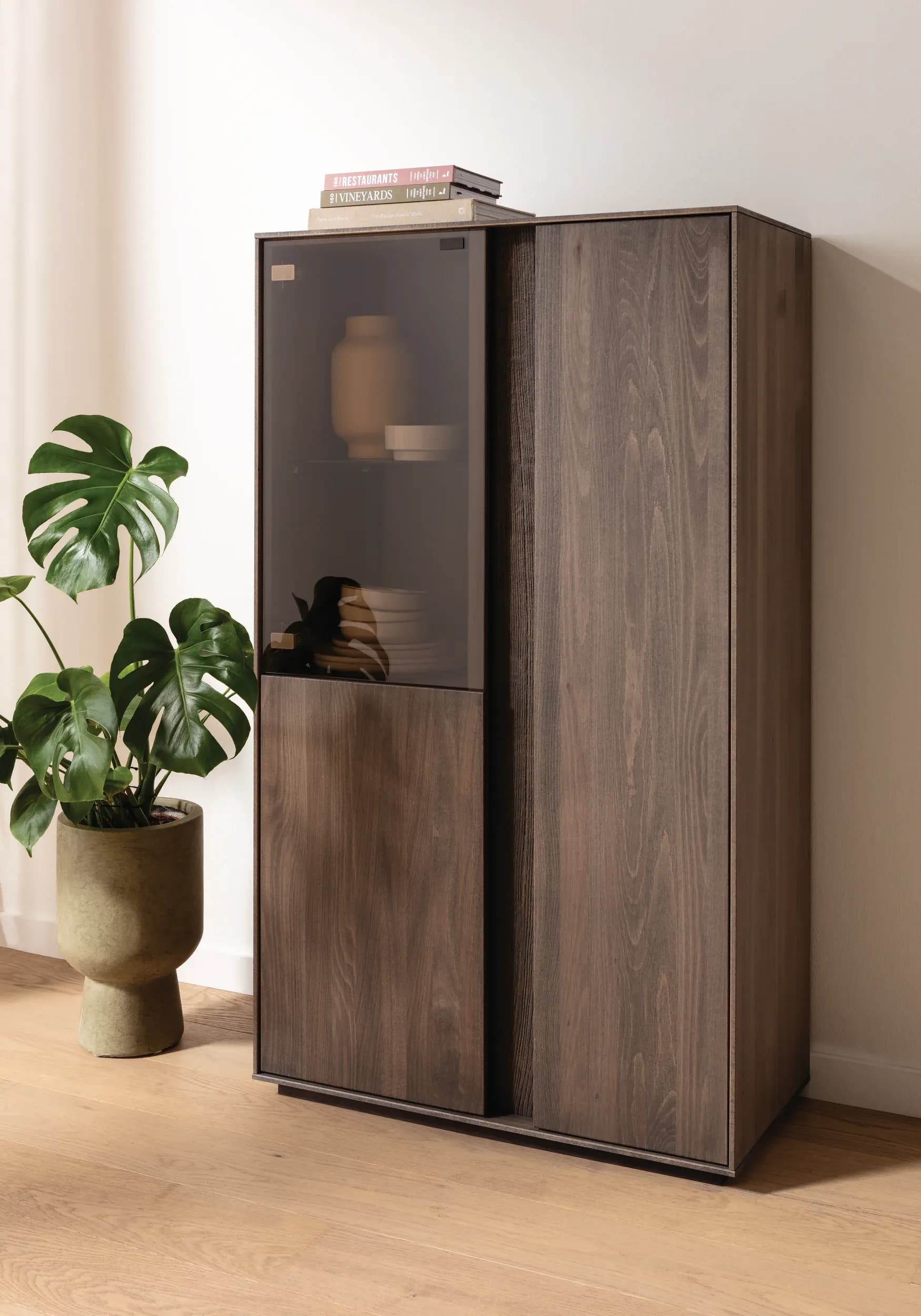 Highboard Saratoga - Buche massiv, silbergrau geölt