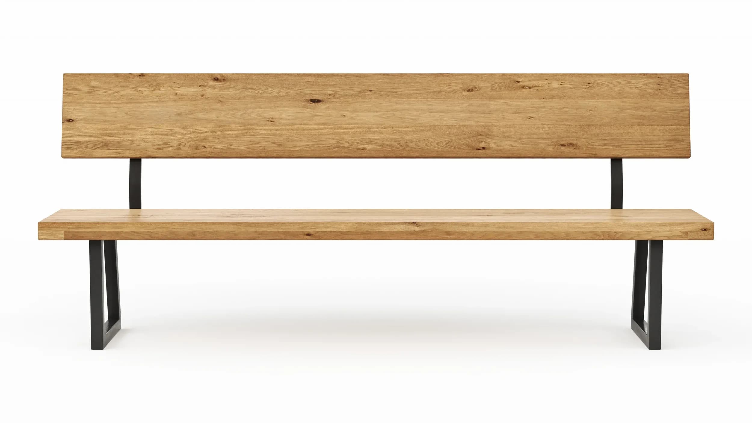 Holzbank Clifton - mit Rückenlehne, Breite ca. 220cm, Wildeiche massiv, natur